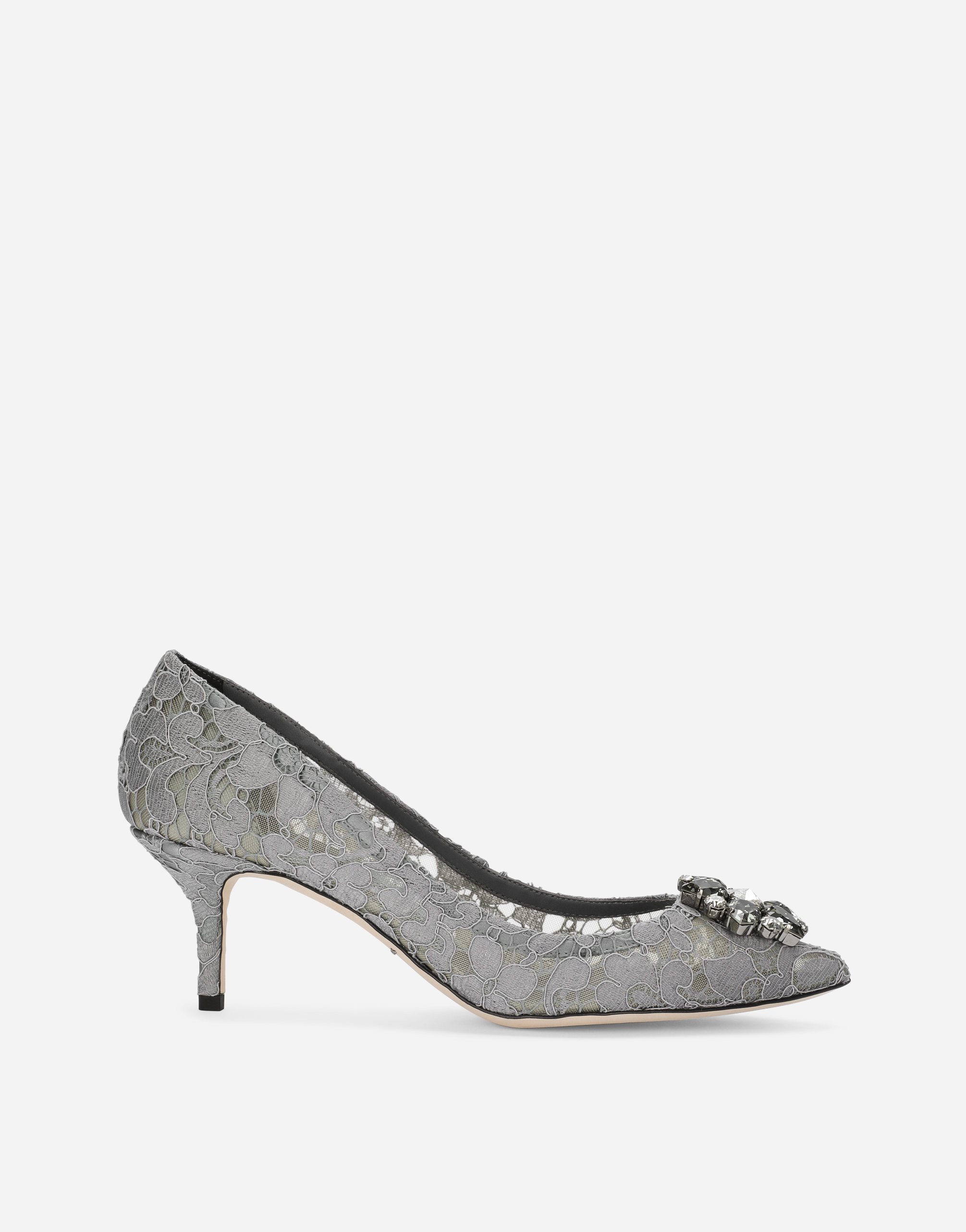 Pump in Taormina lace with crystals in Grey
