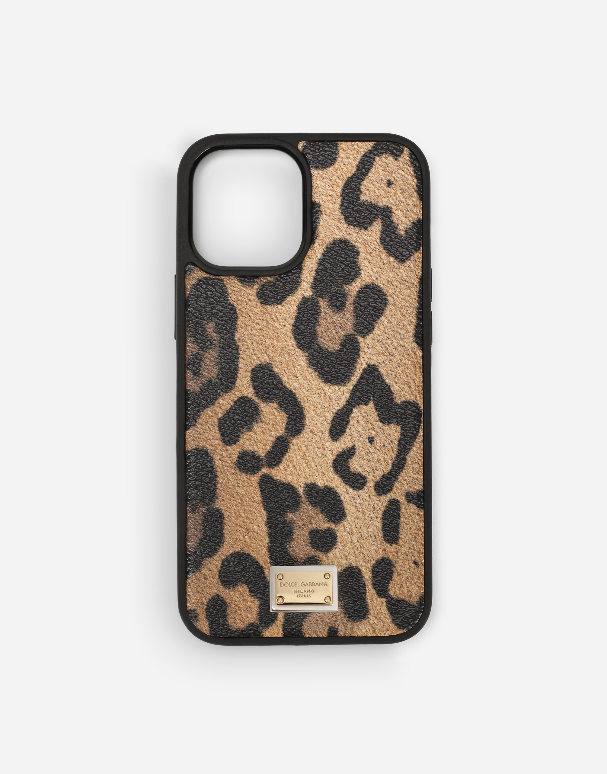 iPhone 12 Pro Max cover in leopard-print Crespo with branded plate in Multicolor