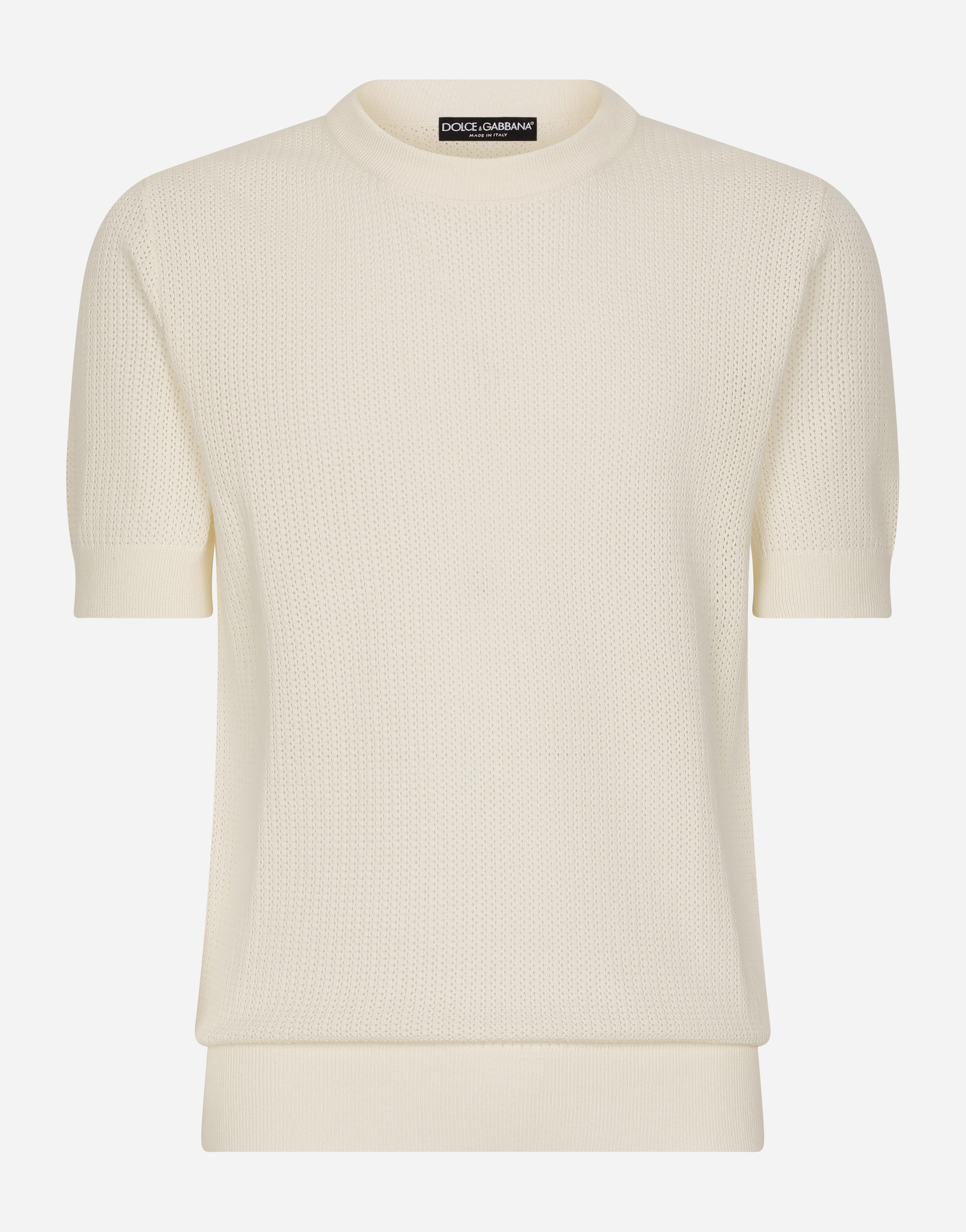 Cotton sweater with logo label in White