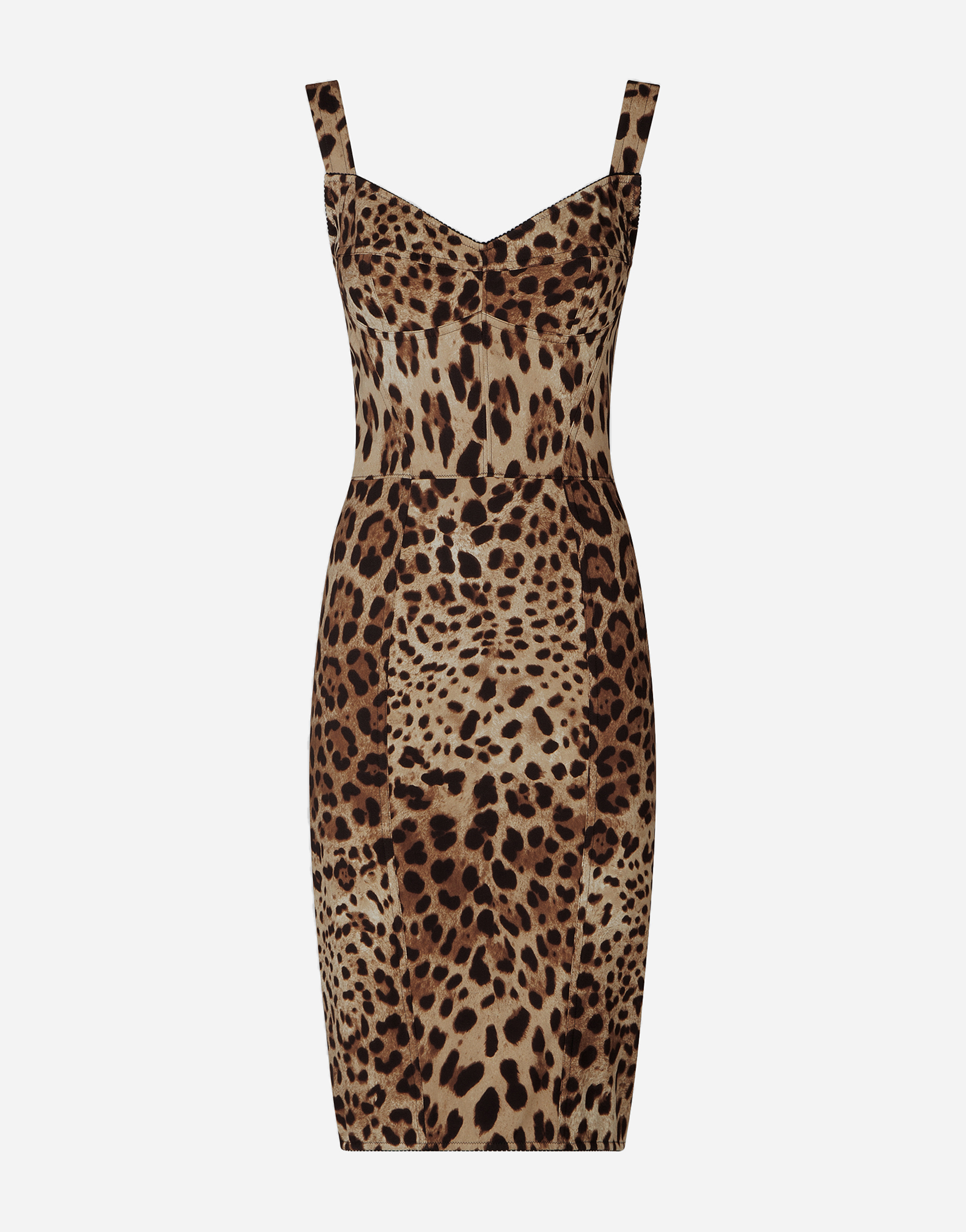 Leopard-print cady corset-style midi dress in Multicolor