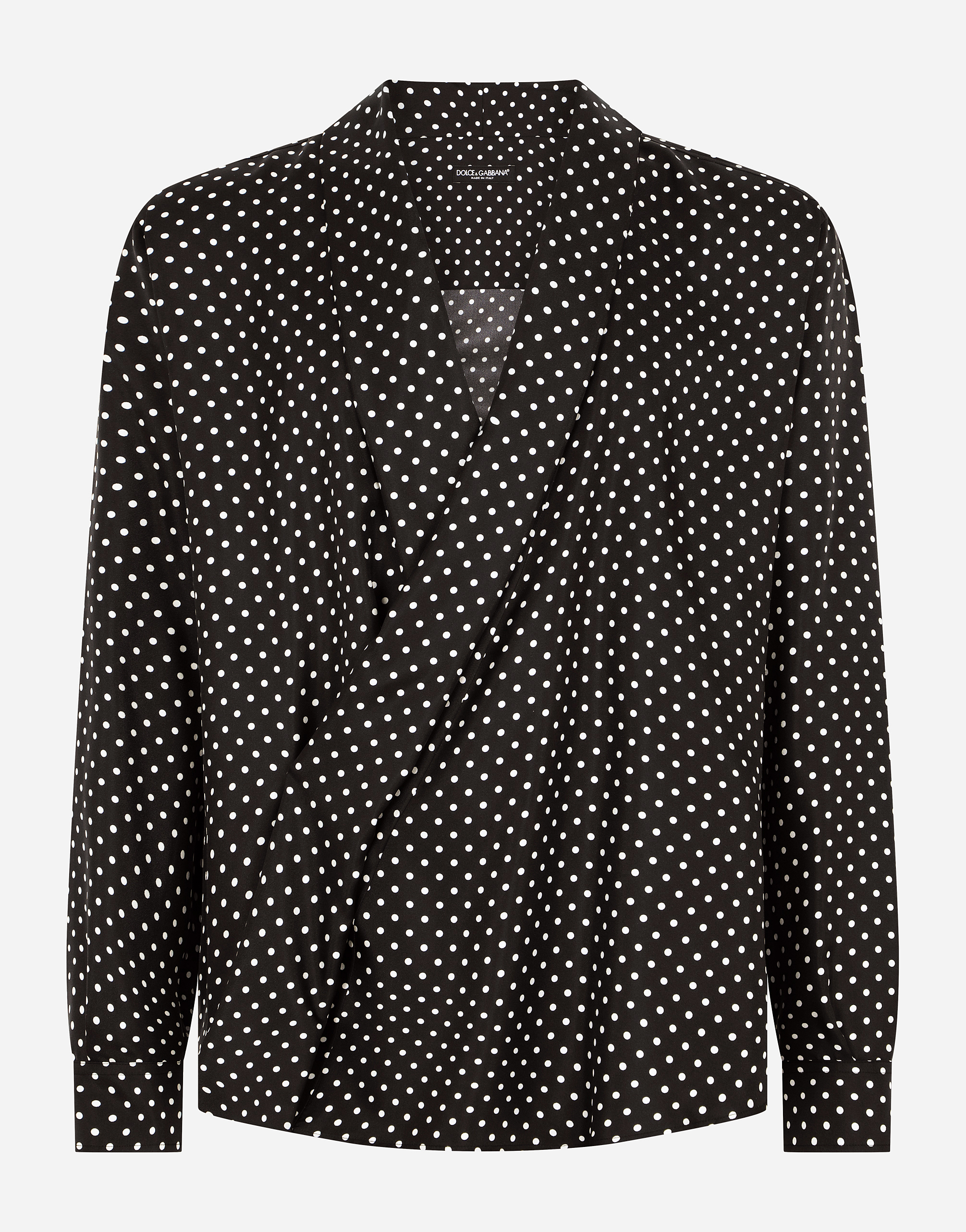 Oversize silk shirt with polka-dot print in Multicolor