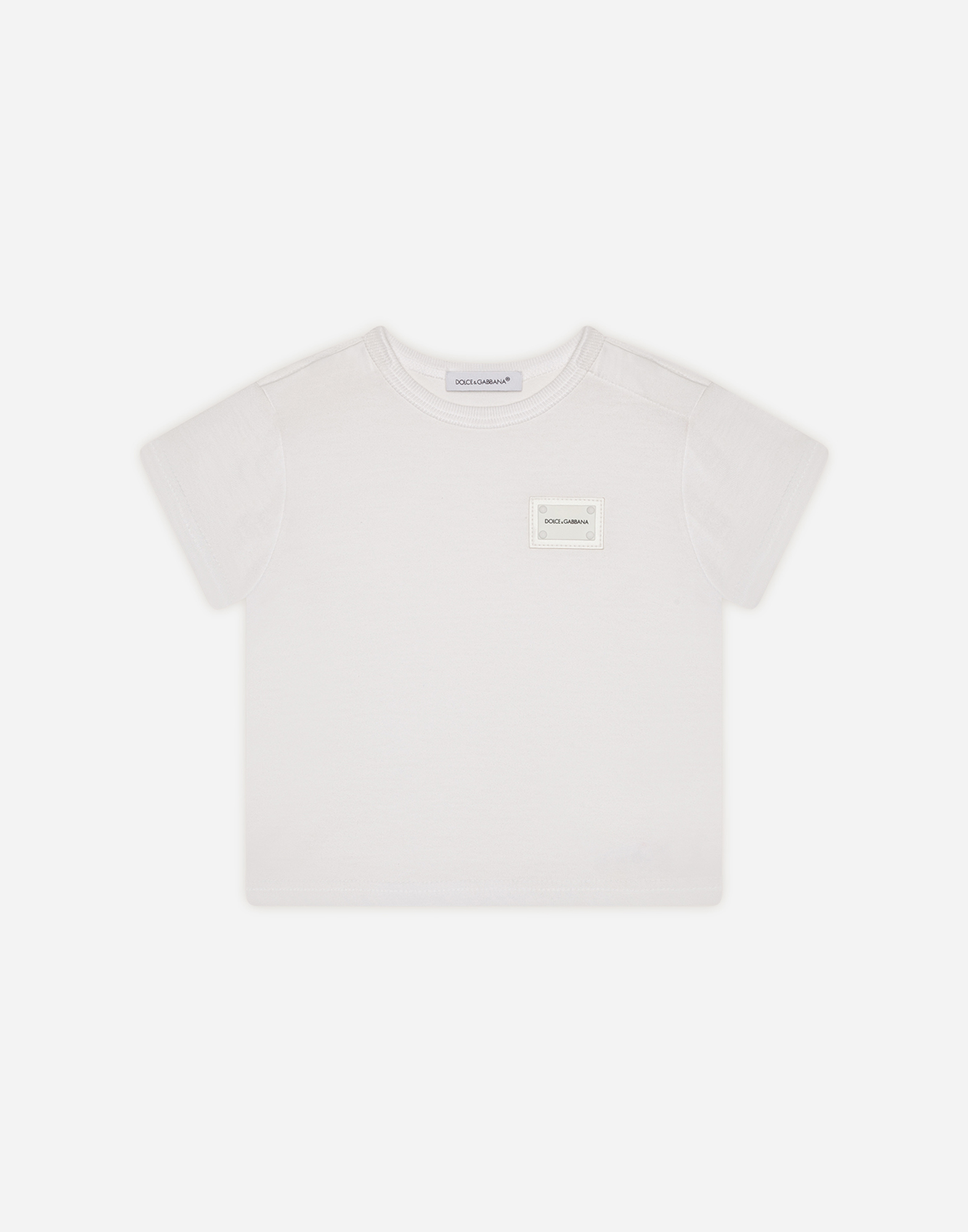 Jersey t-shirt with logo tag in White
