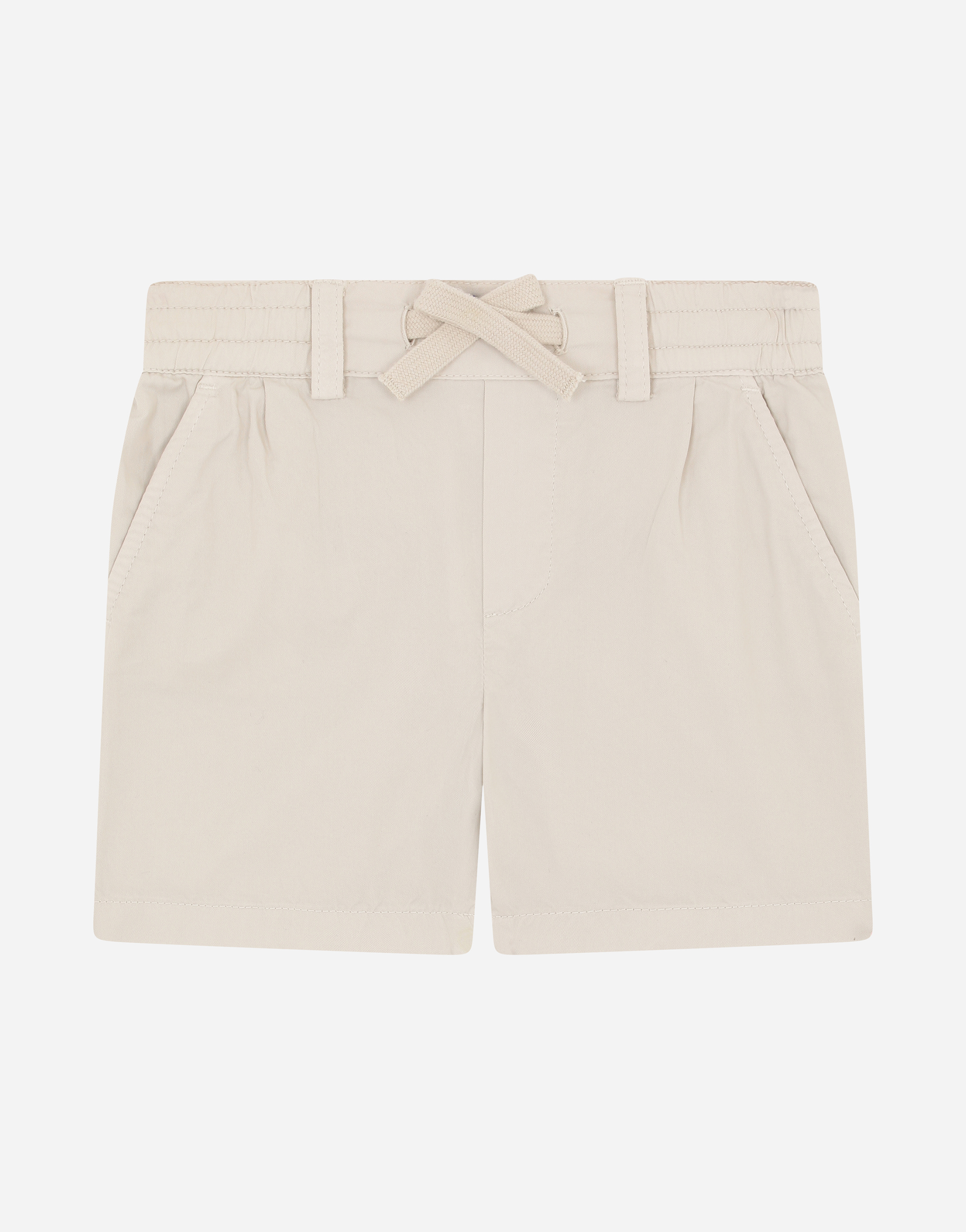 Garment-dyed canvas shorts with drawstring in Beige
