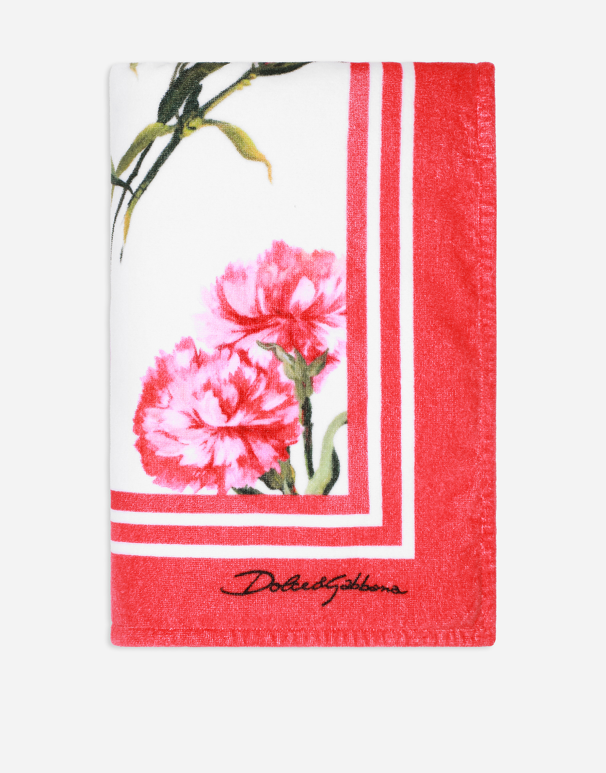Carnation-print terrycloth beach towel in Multicolor
