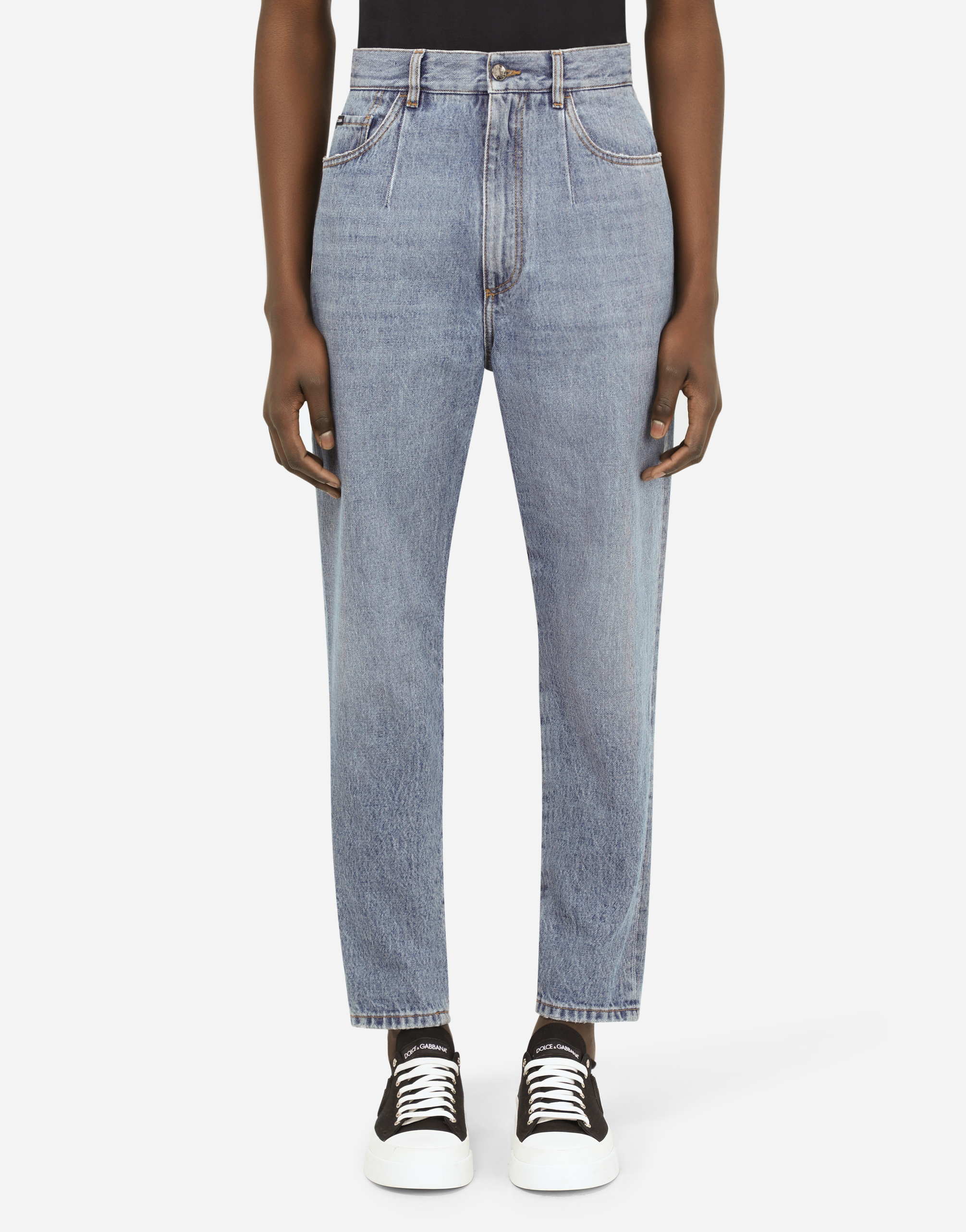 Blue wash high-waisted jeans in Blue