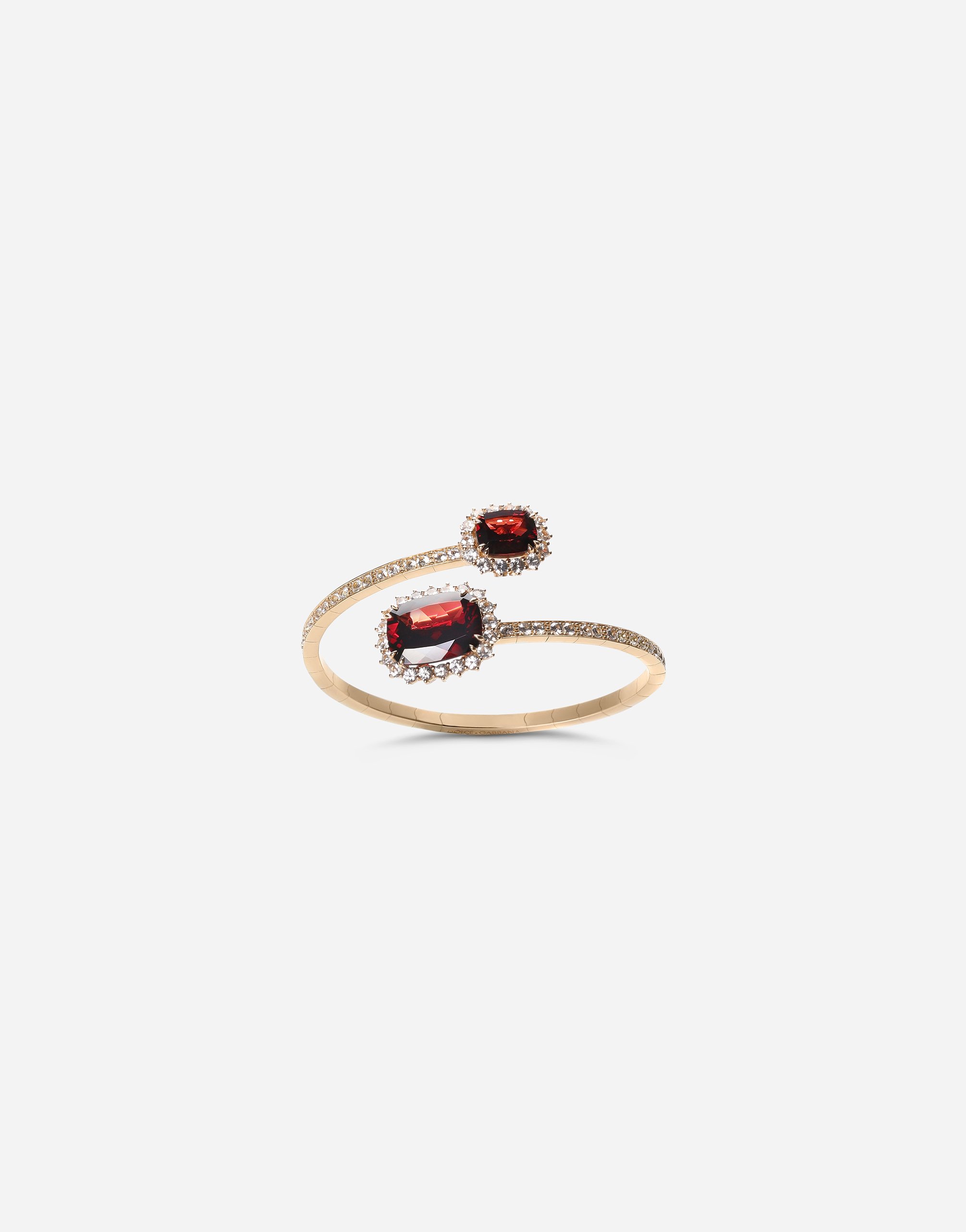 Heritage yellow gold bracelet with rodolith garnet and colourless sapphire in Gold