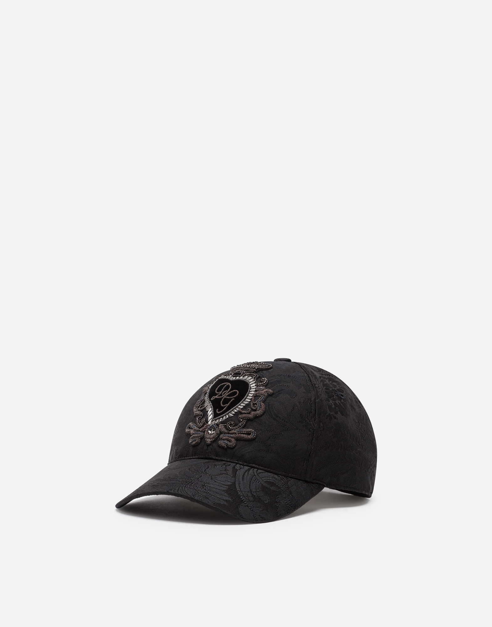 Floral jacquard baseball cap with DG patch in Black