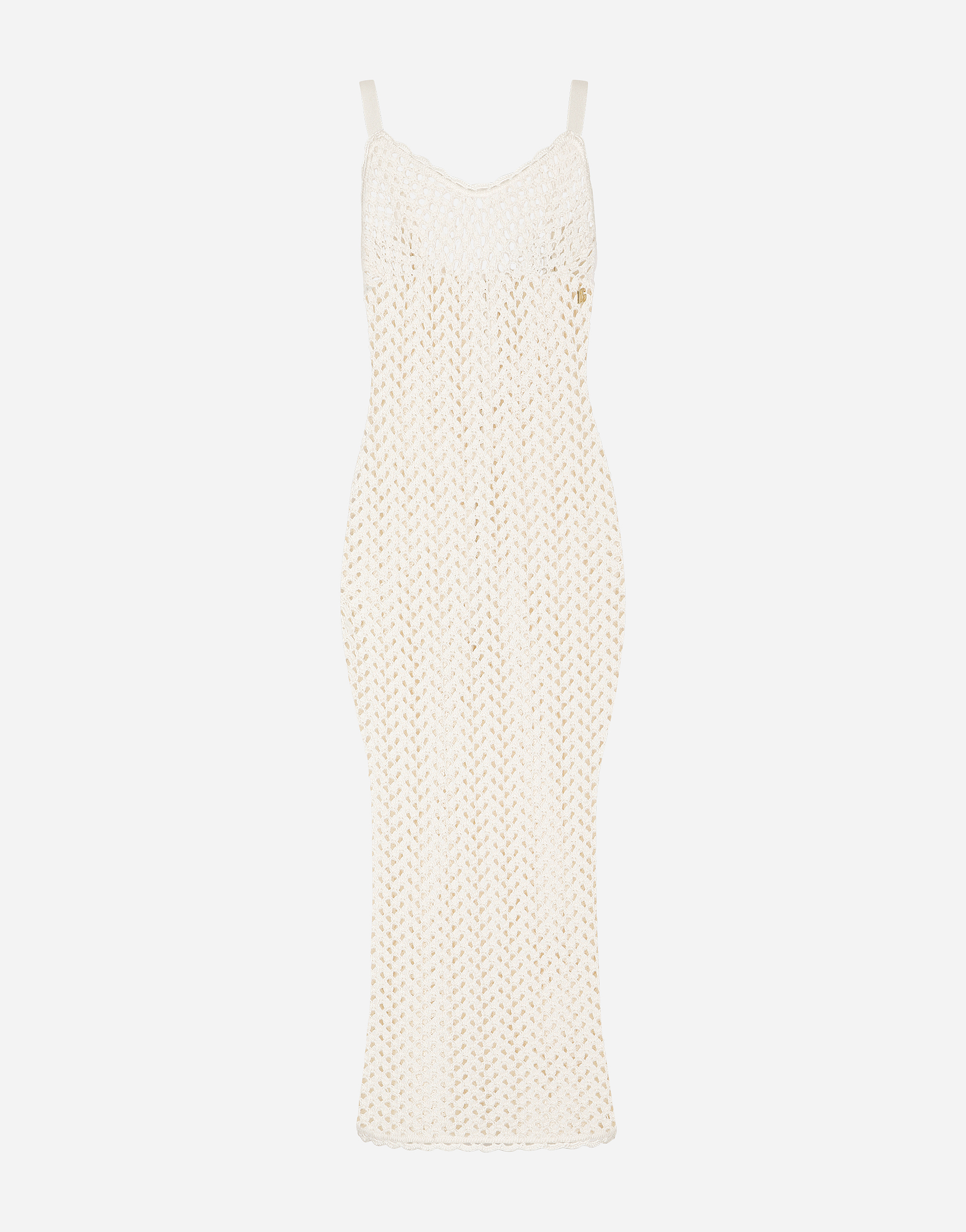 Crochet slip dress in White