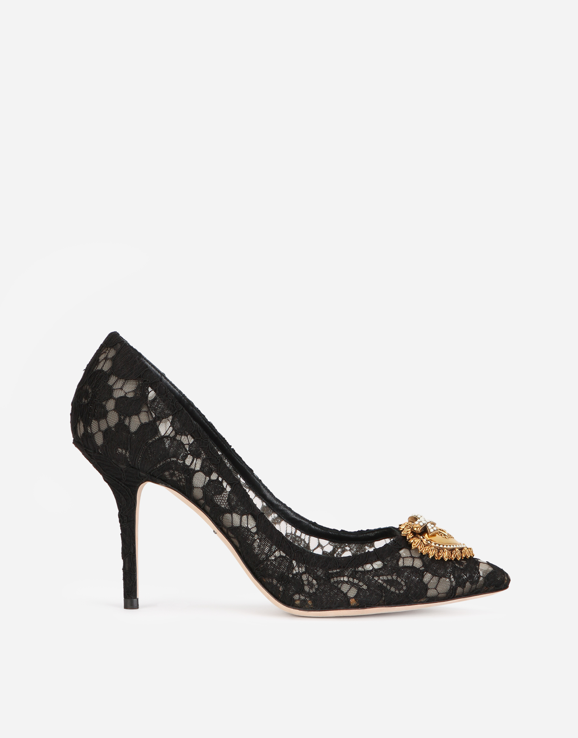 Taormina lace pumps with Devotion heart in Black