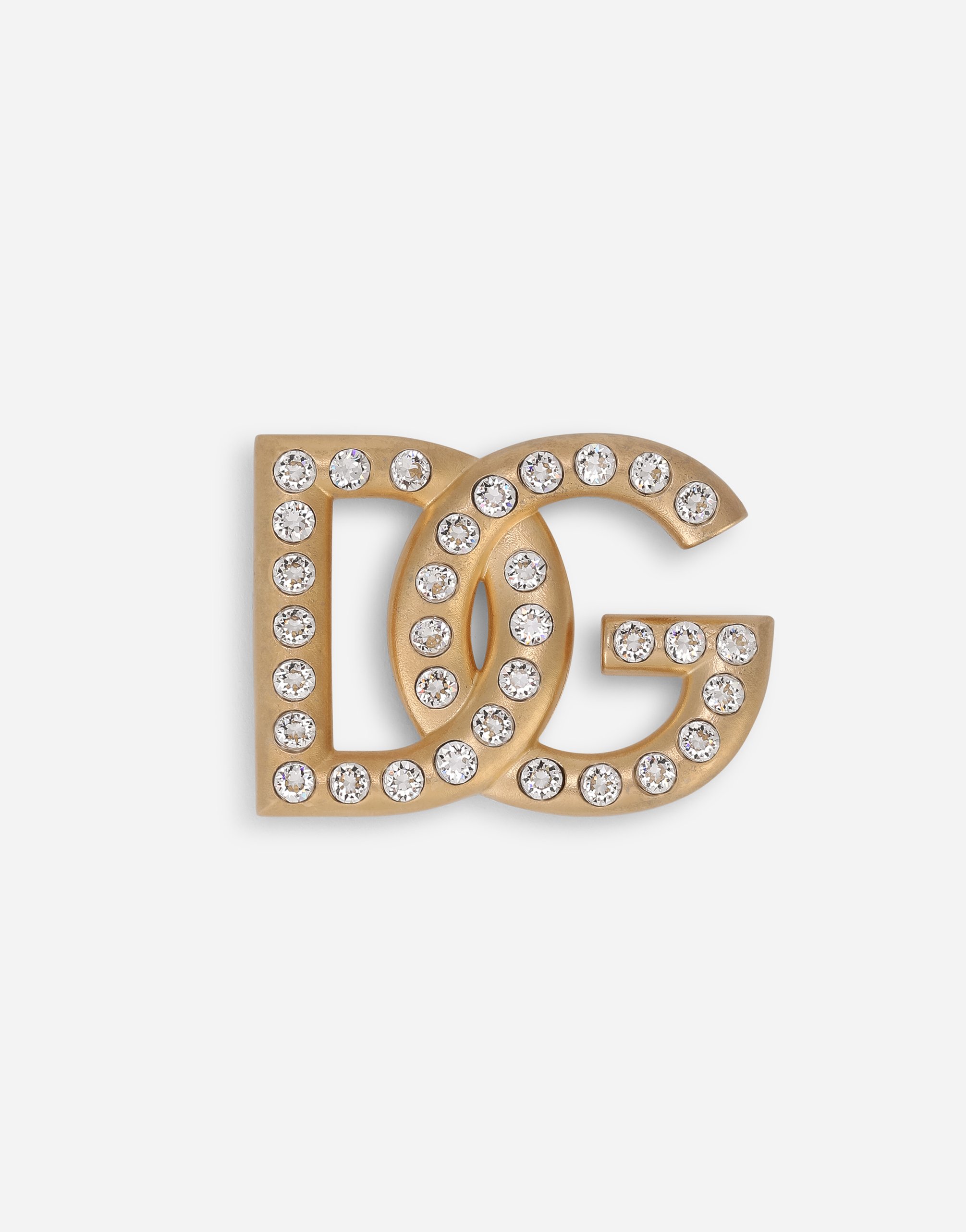 Rhinestone-detailed DG logo brooch in Gold