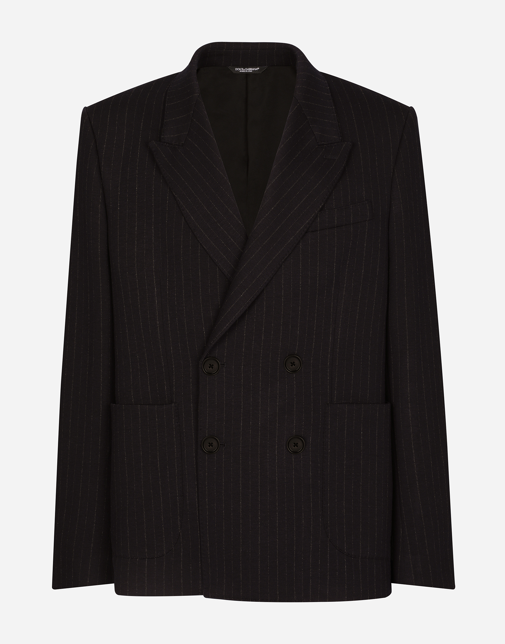 Double-breasted pinstripe jersey jacket in Multicolor
