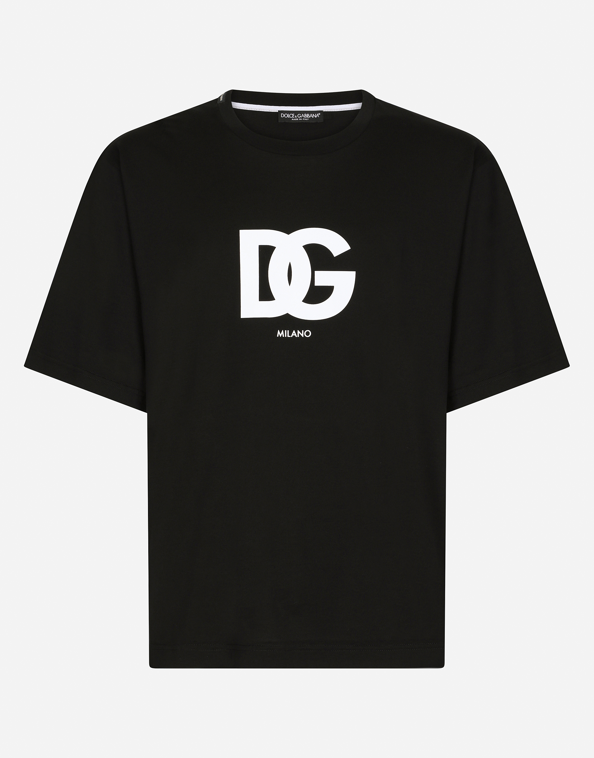 Cotton T-shirt with DG logo print in Black