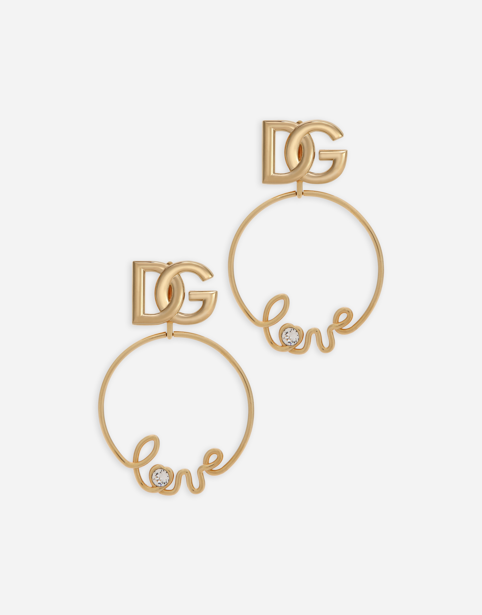 Clip-on “love” earrings with DG logo in Gold