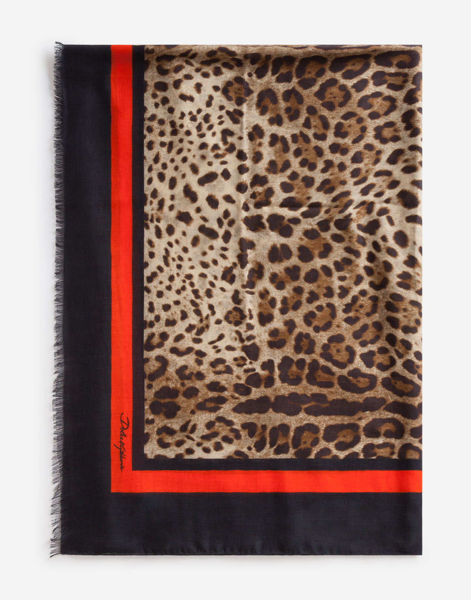 Leopard-print cashmere and modal scarf (135 x 200) in Multicolor
