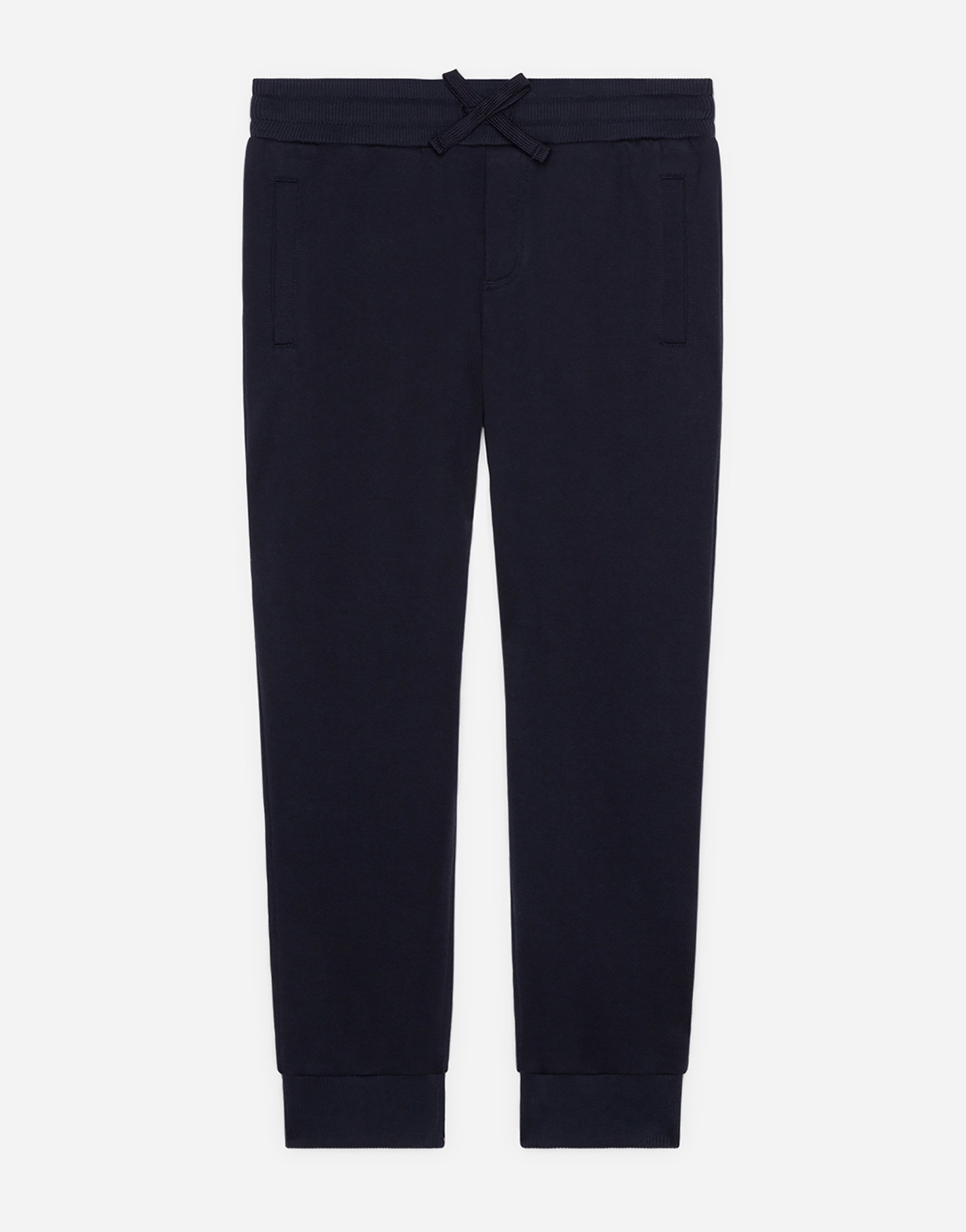 Jersey jogging pants with plate in Blue