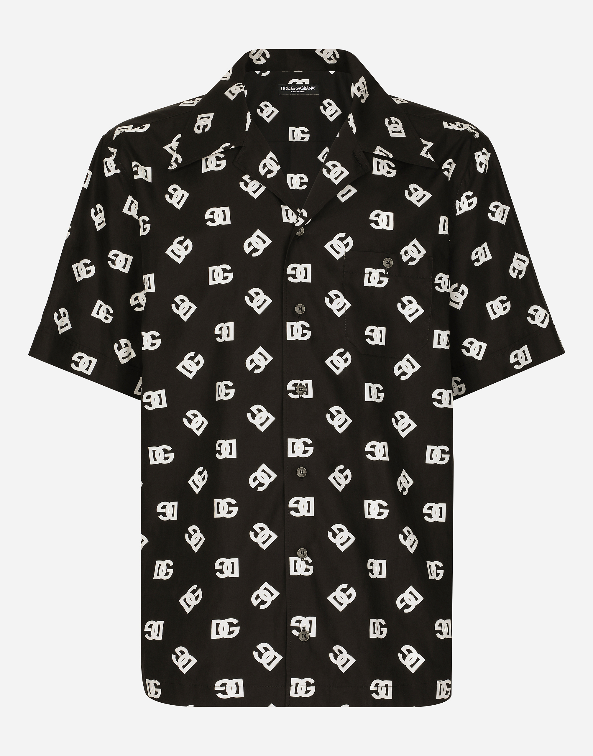 Cotton Hawaiian shirt with DG Monogram print in Multicolor