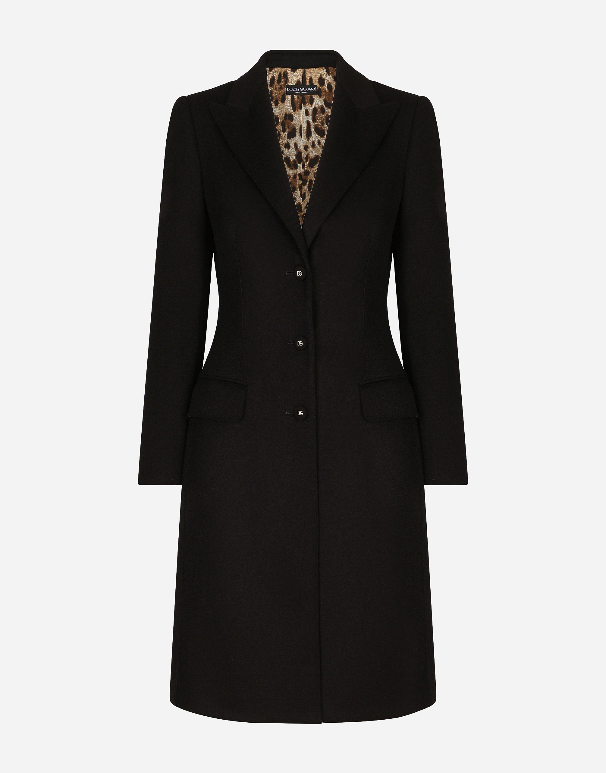 Single-breasted wool and cashmere coat in Black