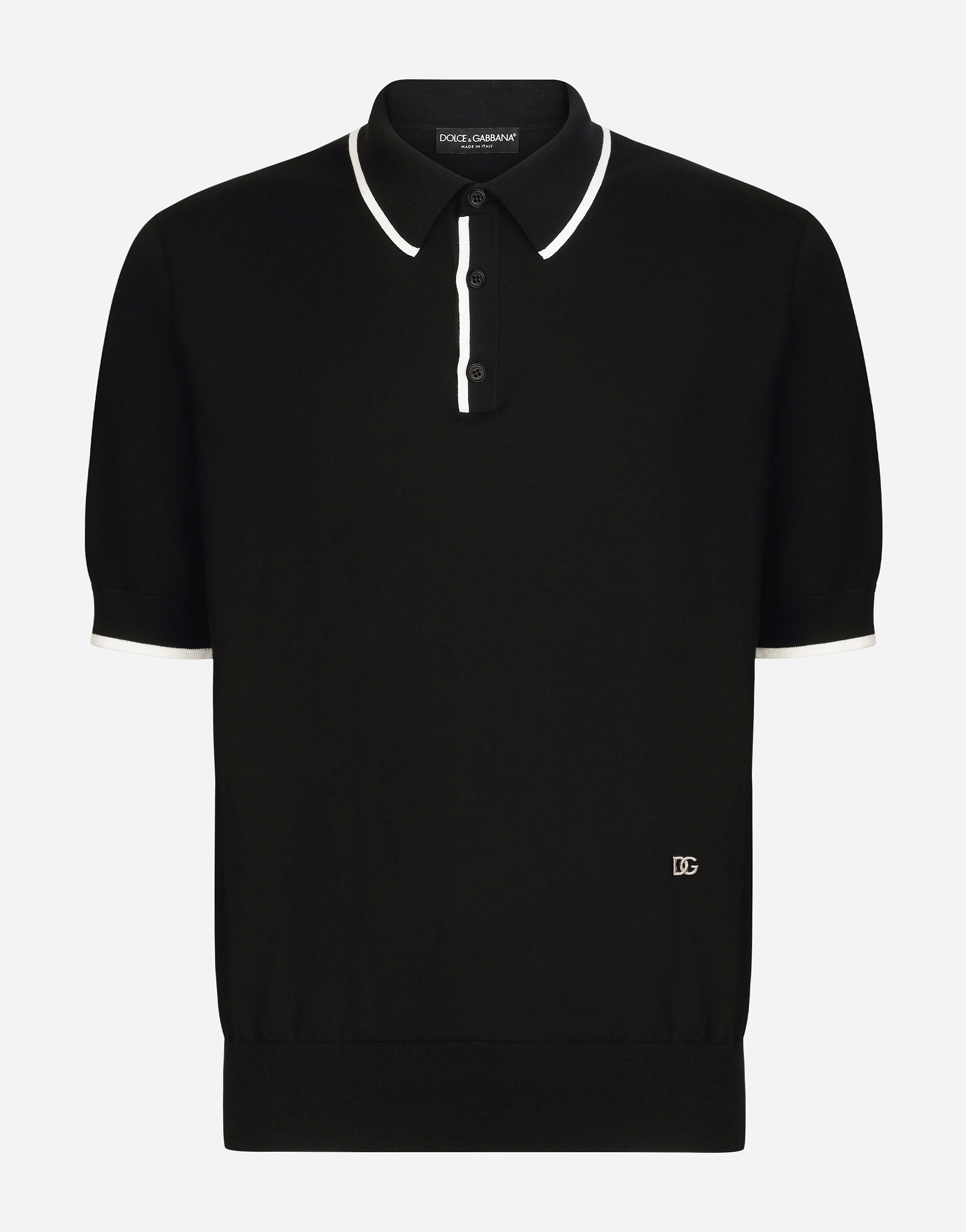 Cotton polo-shirt with DG patch in Multicolor