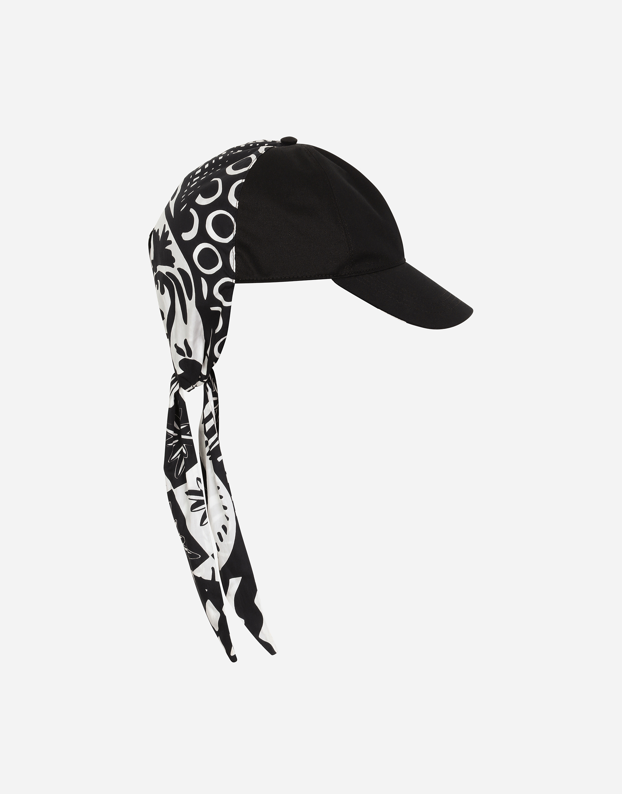 Baseball cap with scarf and patch embellishment in Multicolor