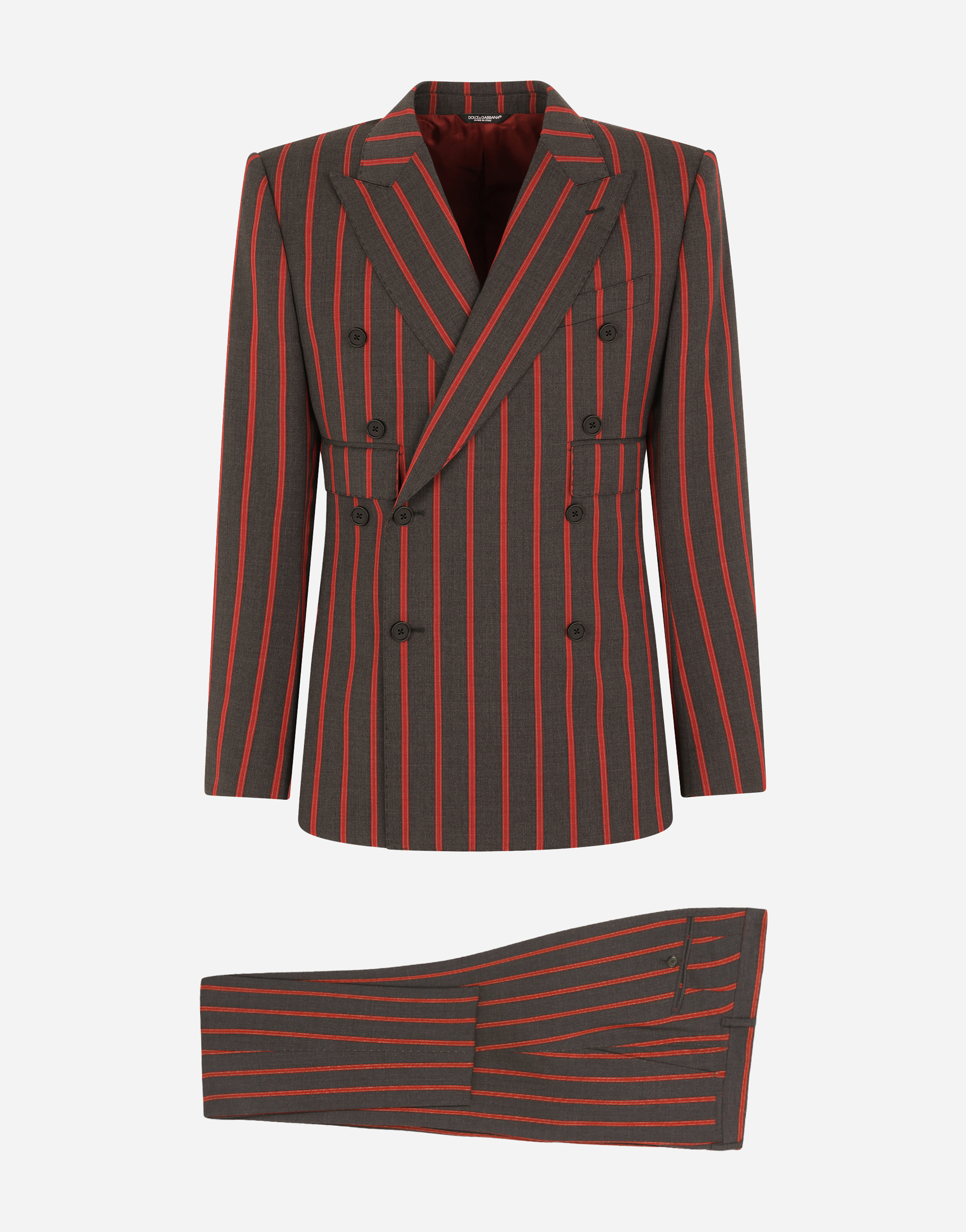 Double-breasted pinstripe wool Sicilia-fit suit in Multicolor