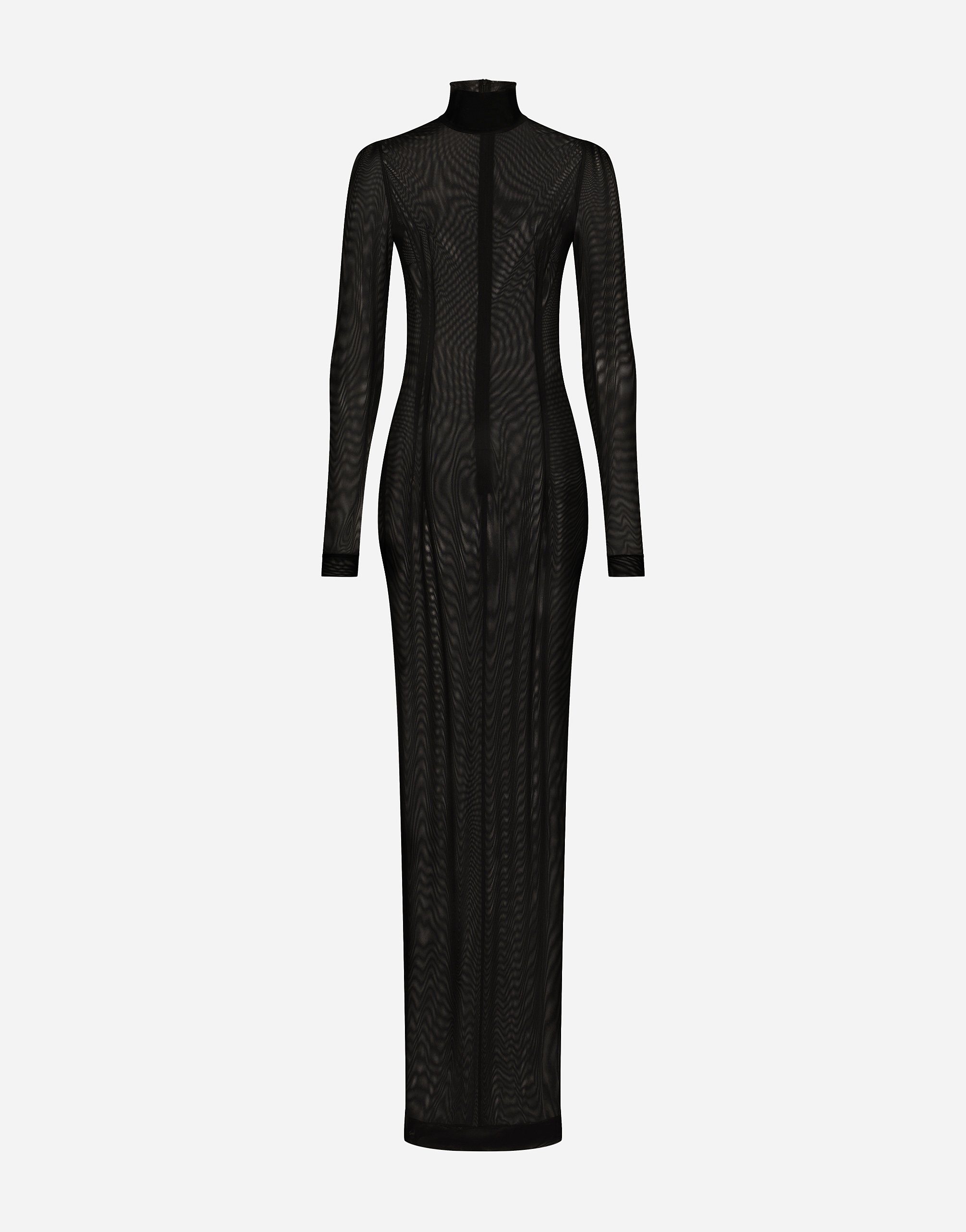 KIM DOLCE&GABBANA Long tulle dress in Black | Dolce&Gabbana®