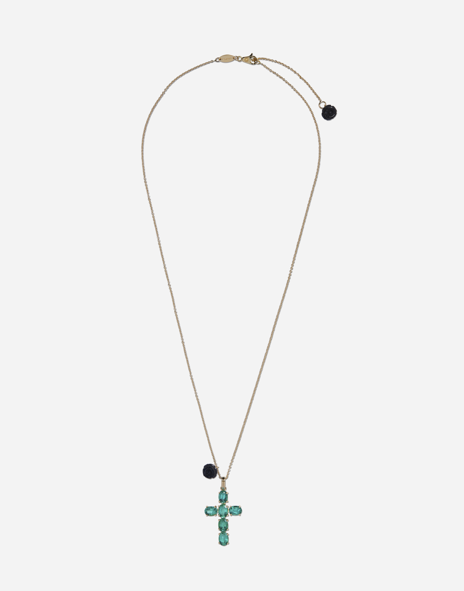 Family cross pendant with emeralds in Gold