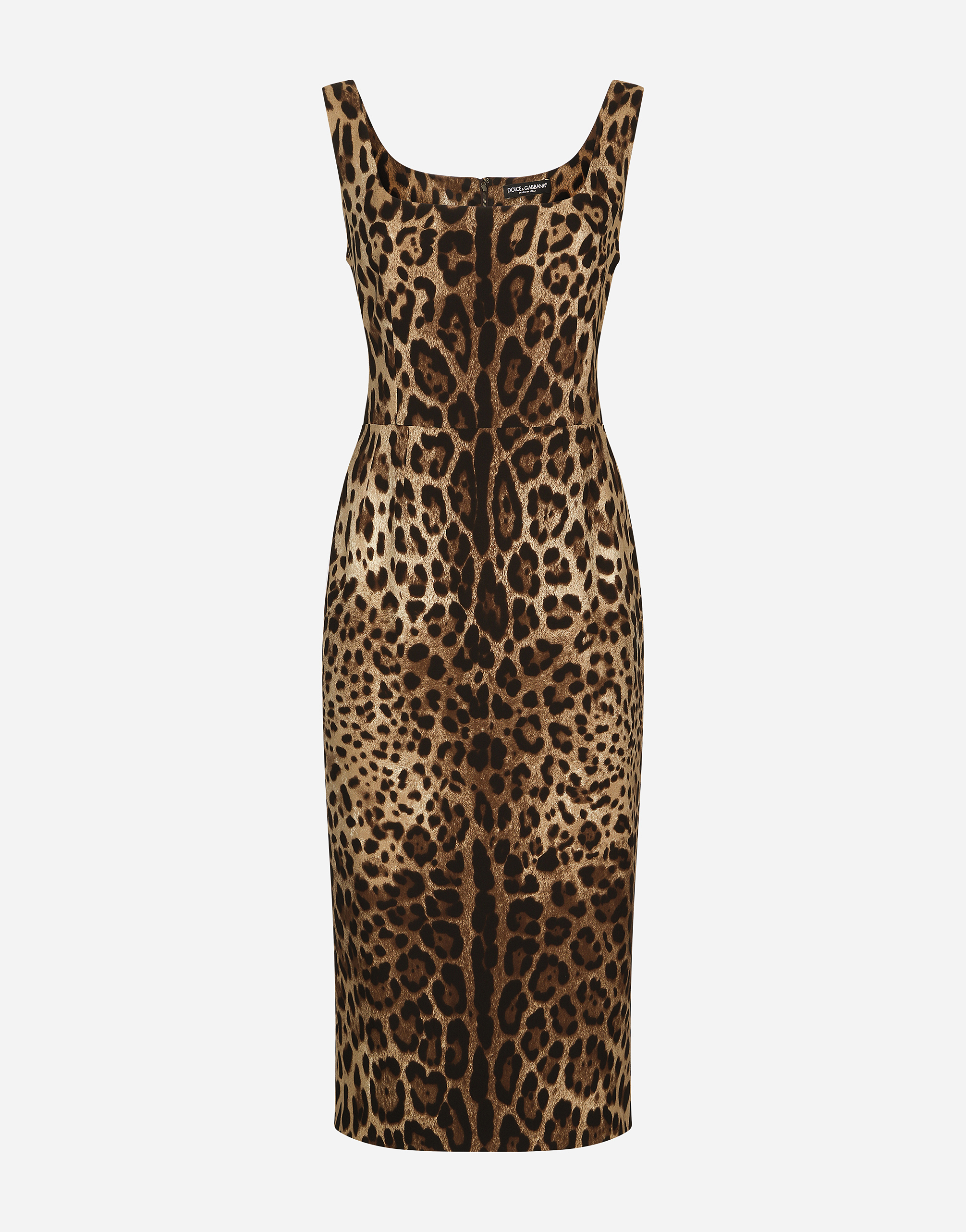 Leopard-print charmeuse midi dress in Multicolor