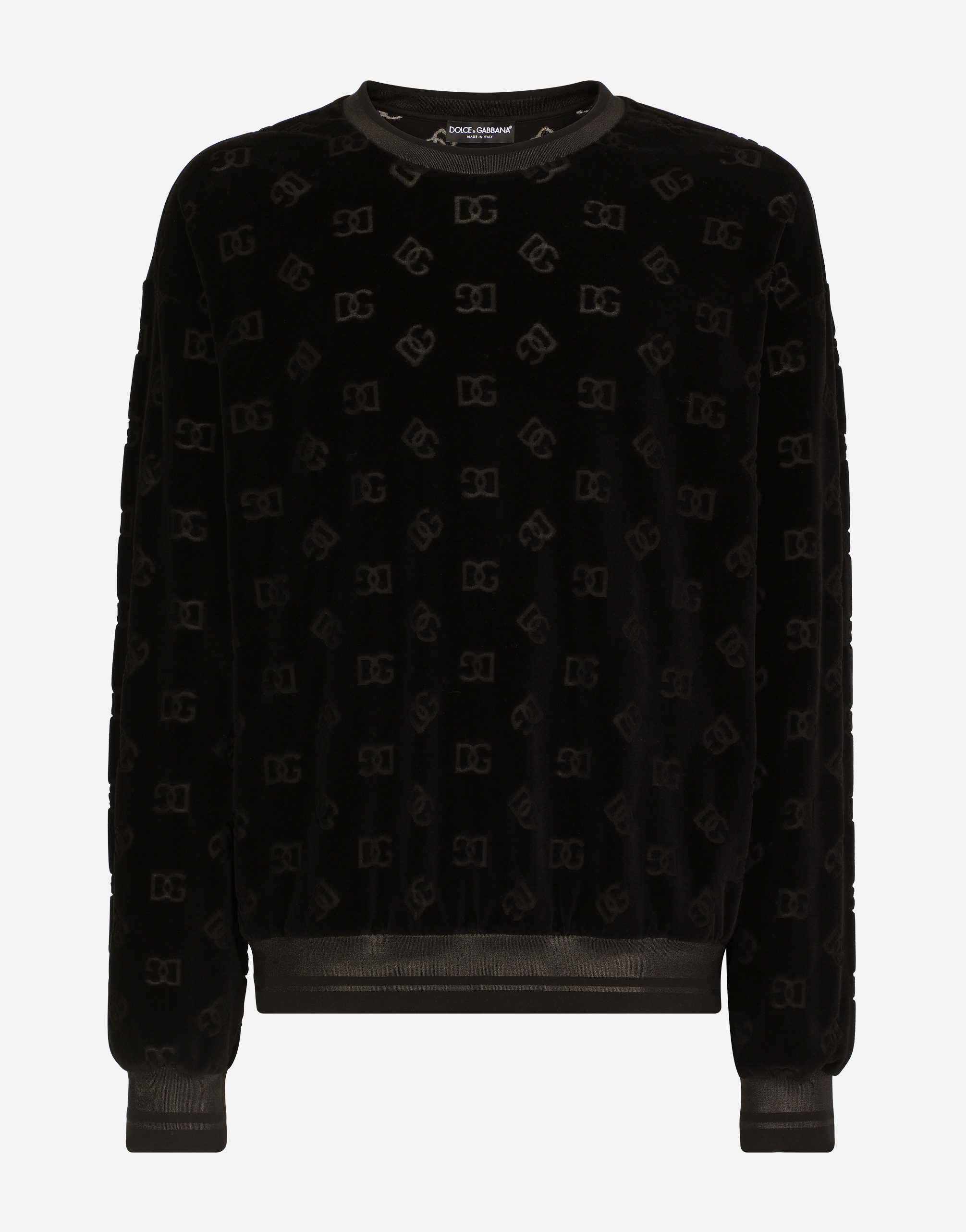 Jersey jacquard sweatshirt with DG logo in Black