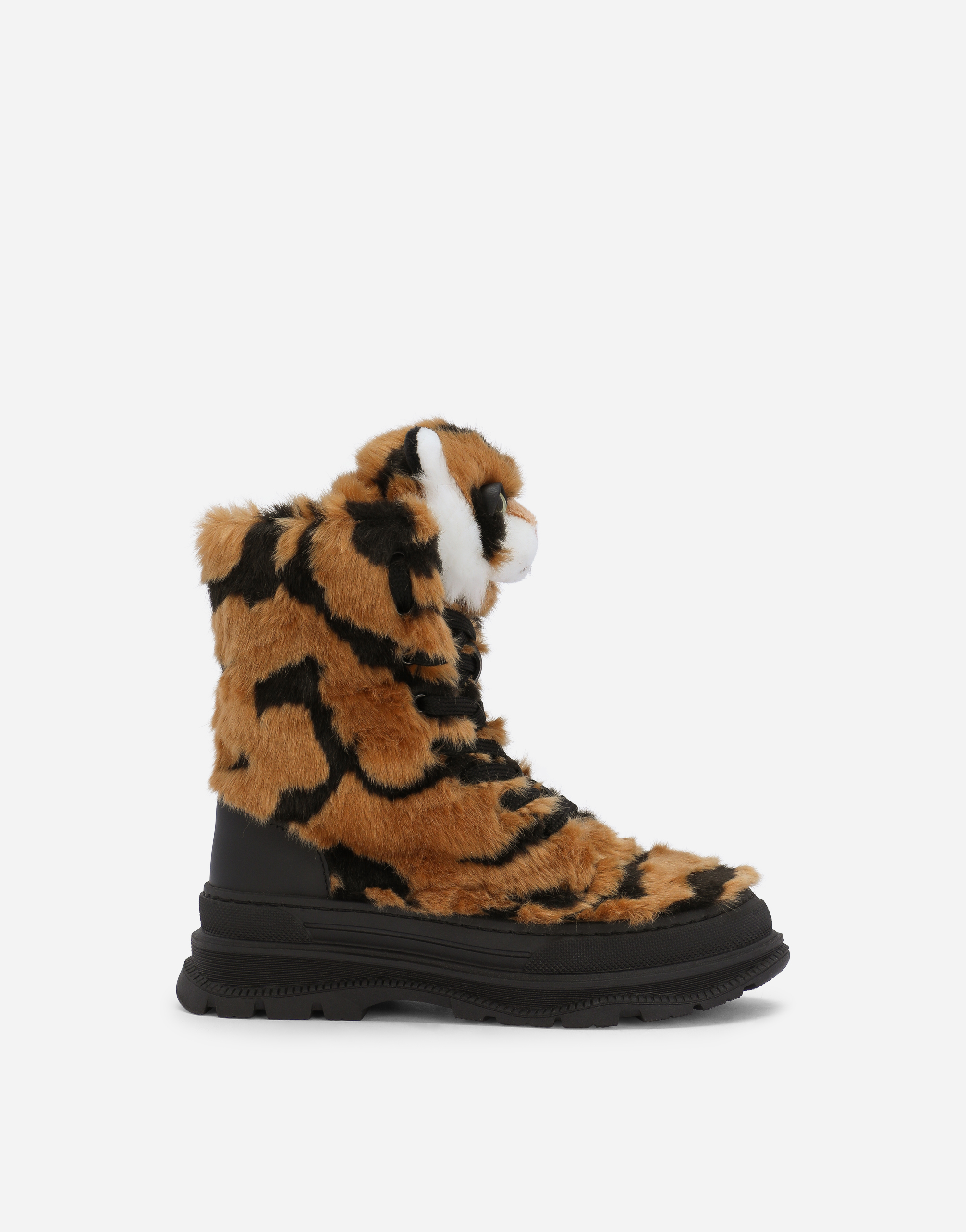 Tiger-design faux fur boots in Multicolor
