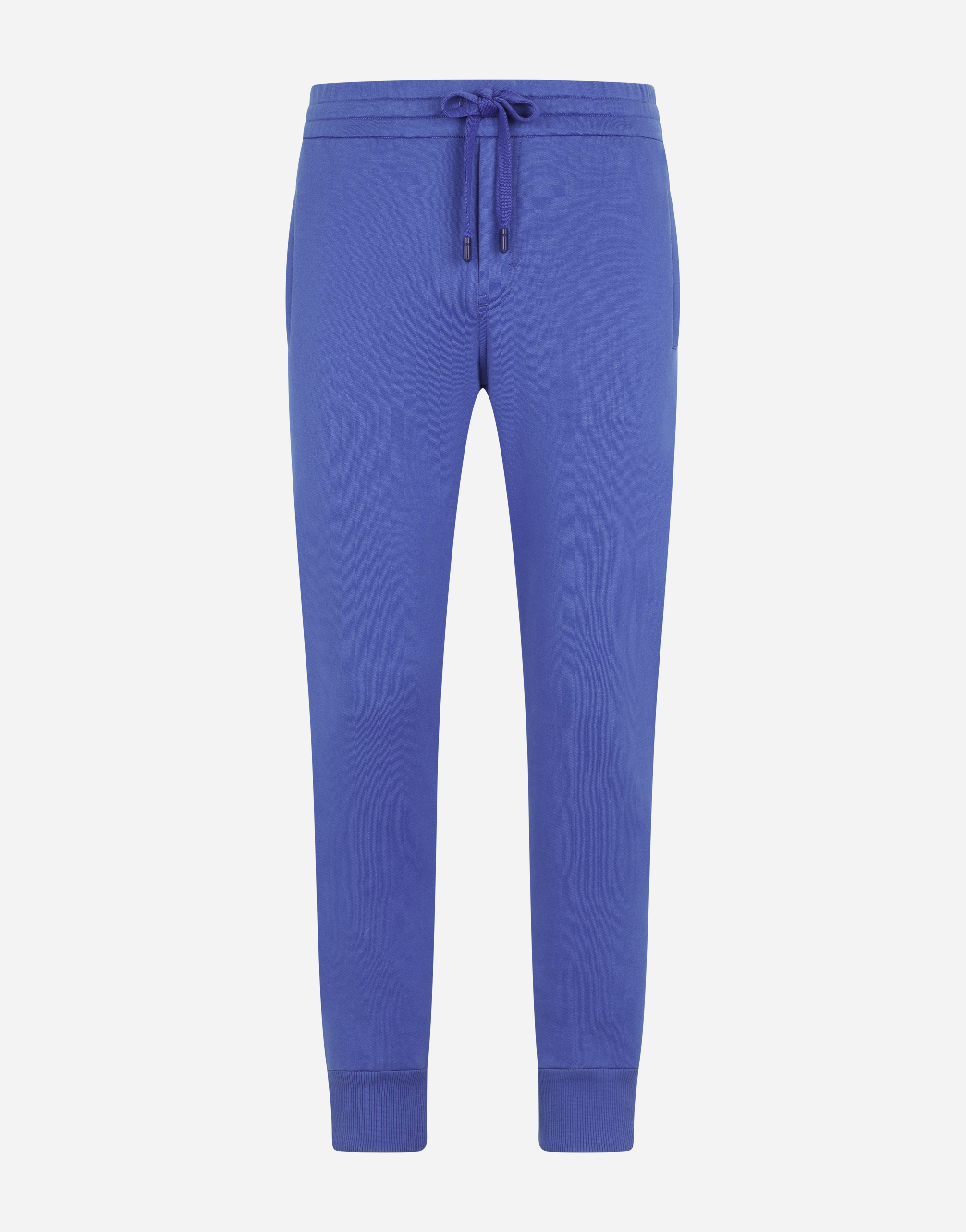 Jersey jogging pants with branded plate in Blue