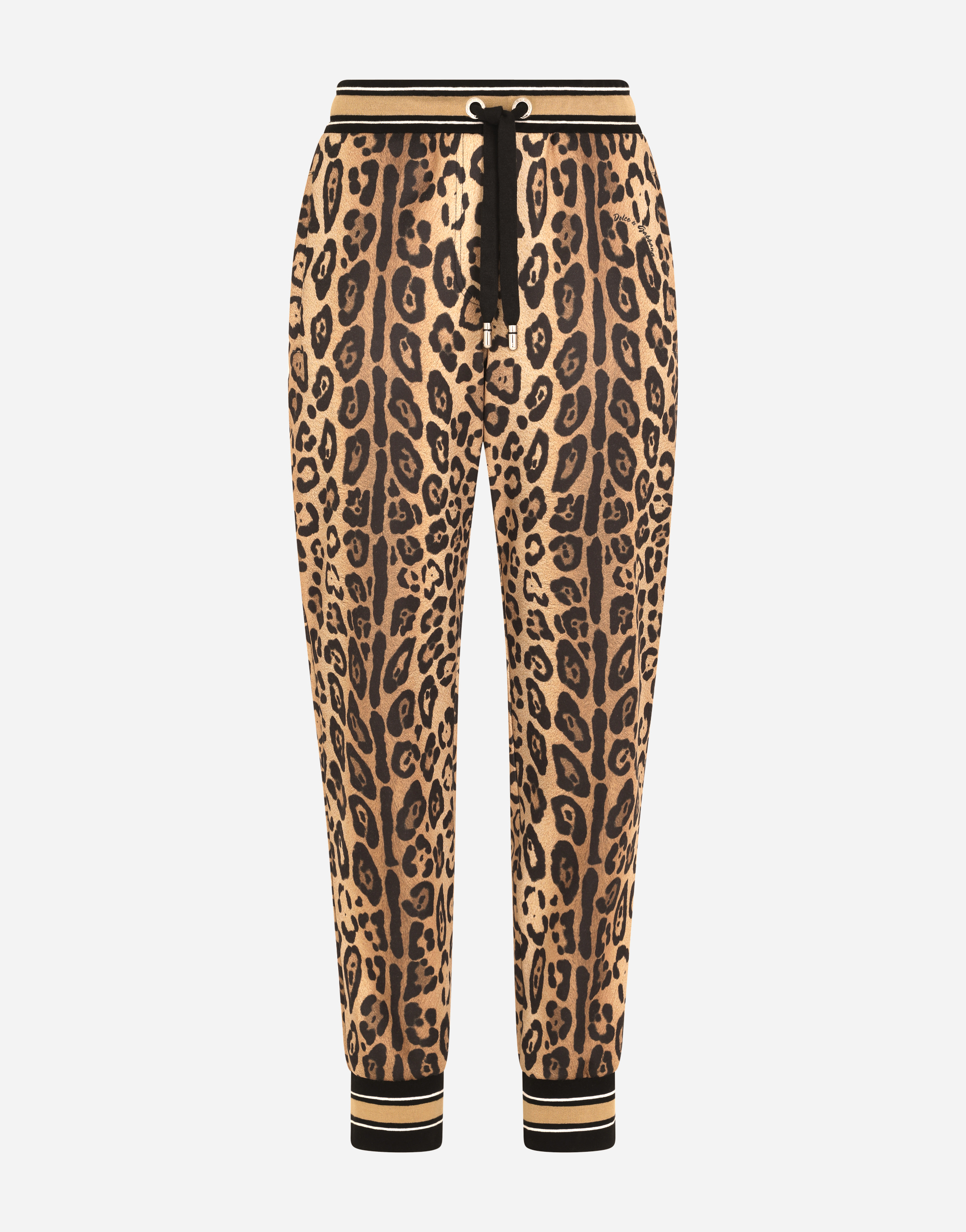 Jersey jogging pants with leopard print in Multicolor