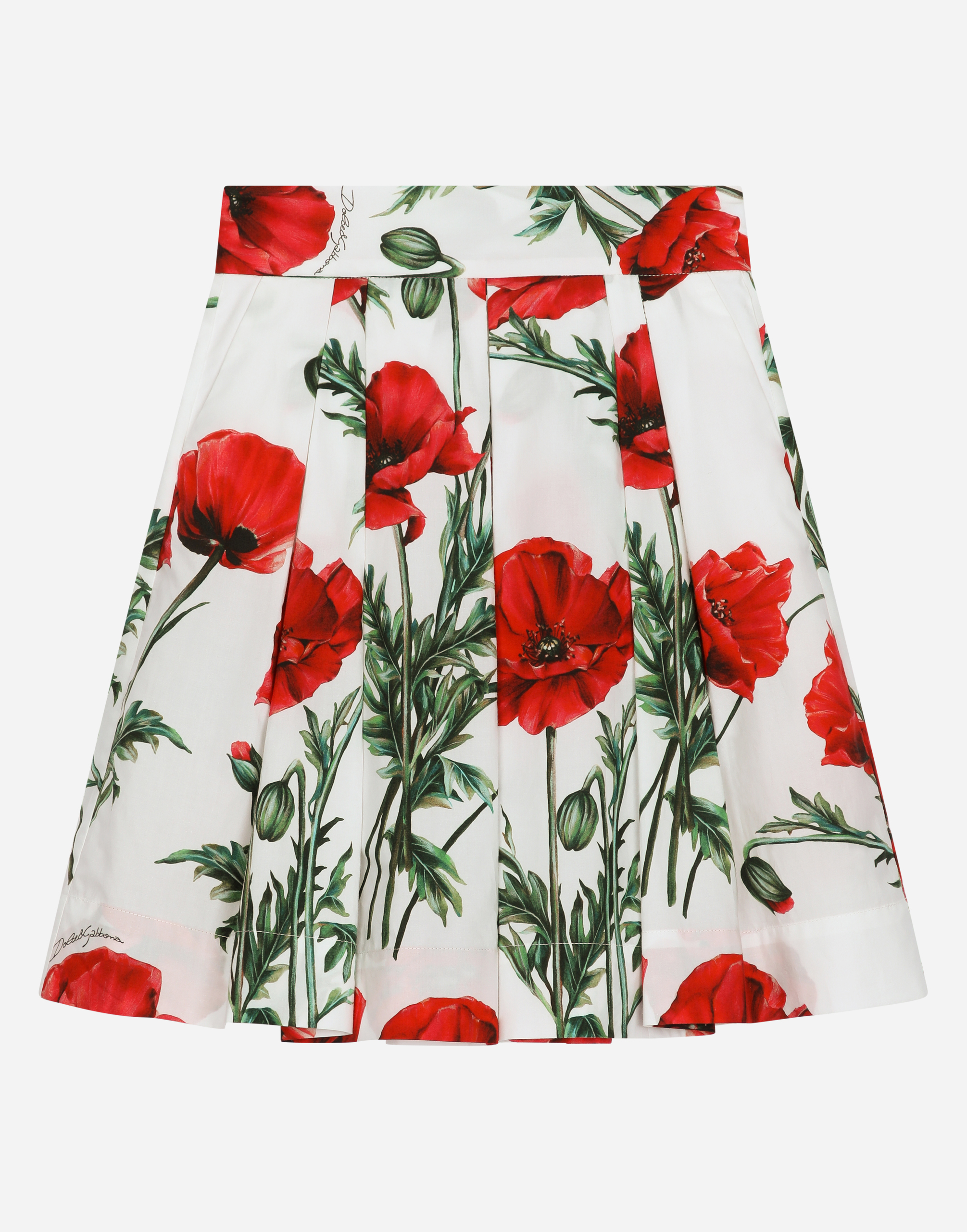 Poppy-print poplin midi skirt in Multicolor
