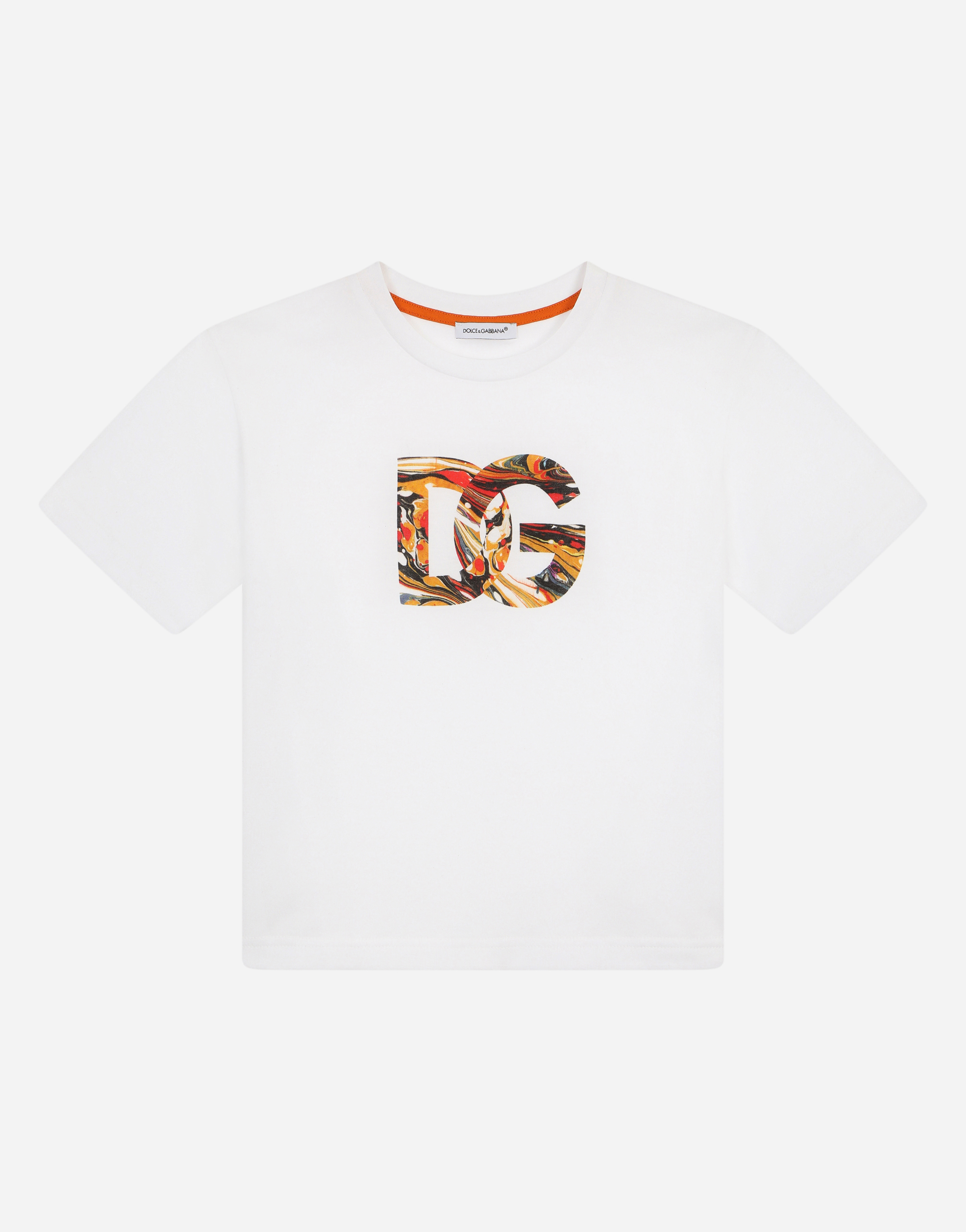 Jersey T-shirt with marbled DG print in Multicolor