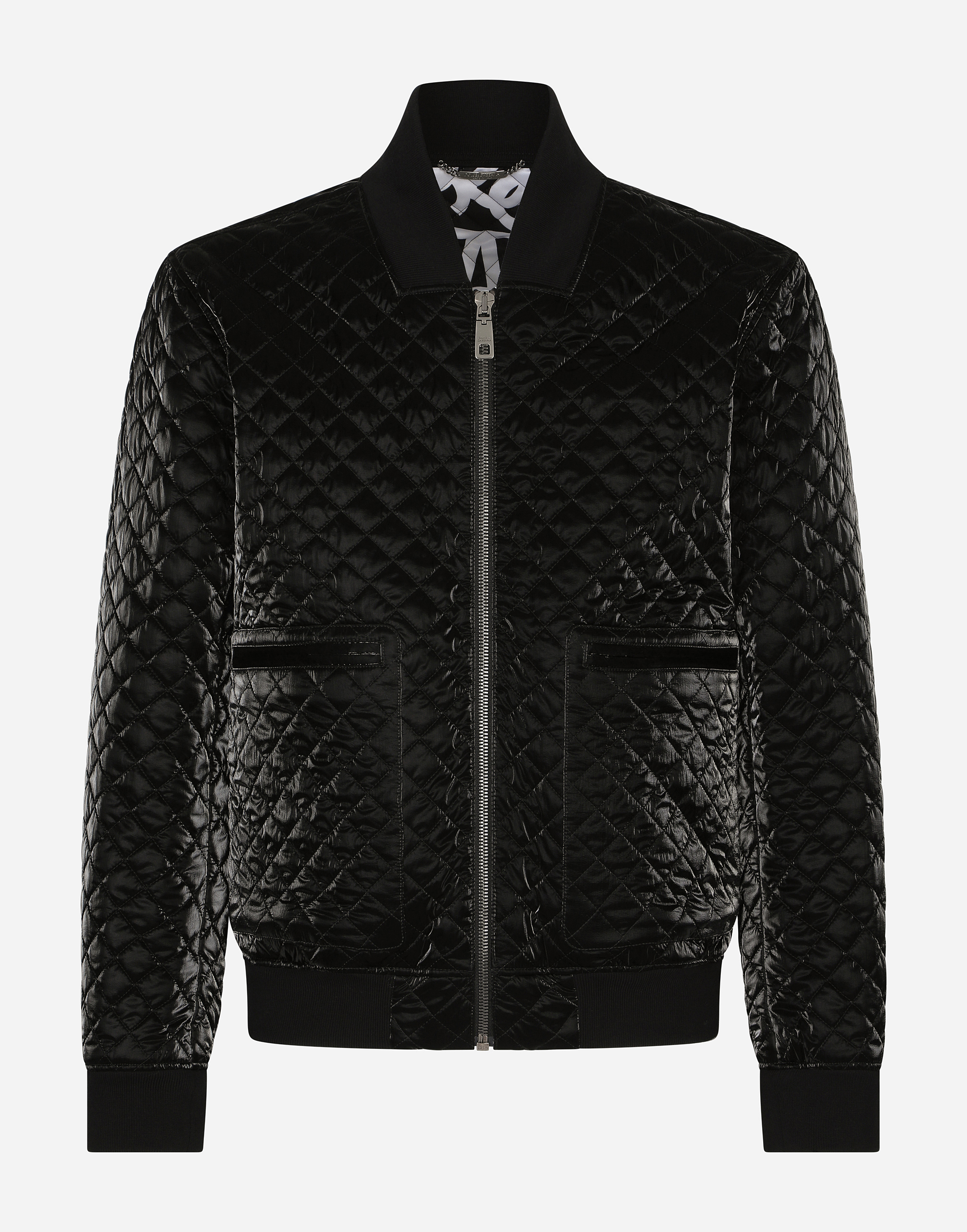 Quilted shiny nylon jacket with tag in Multicolor
