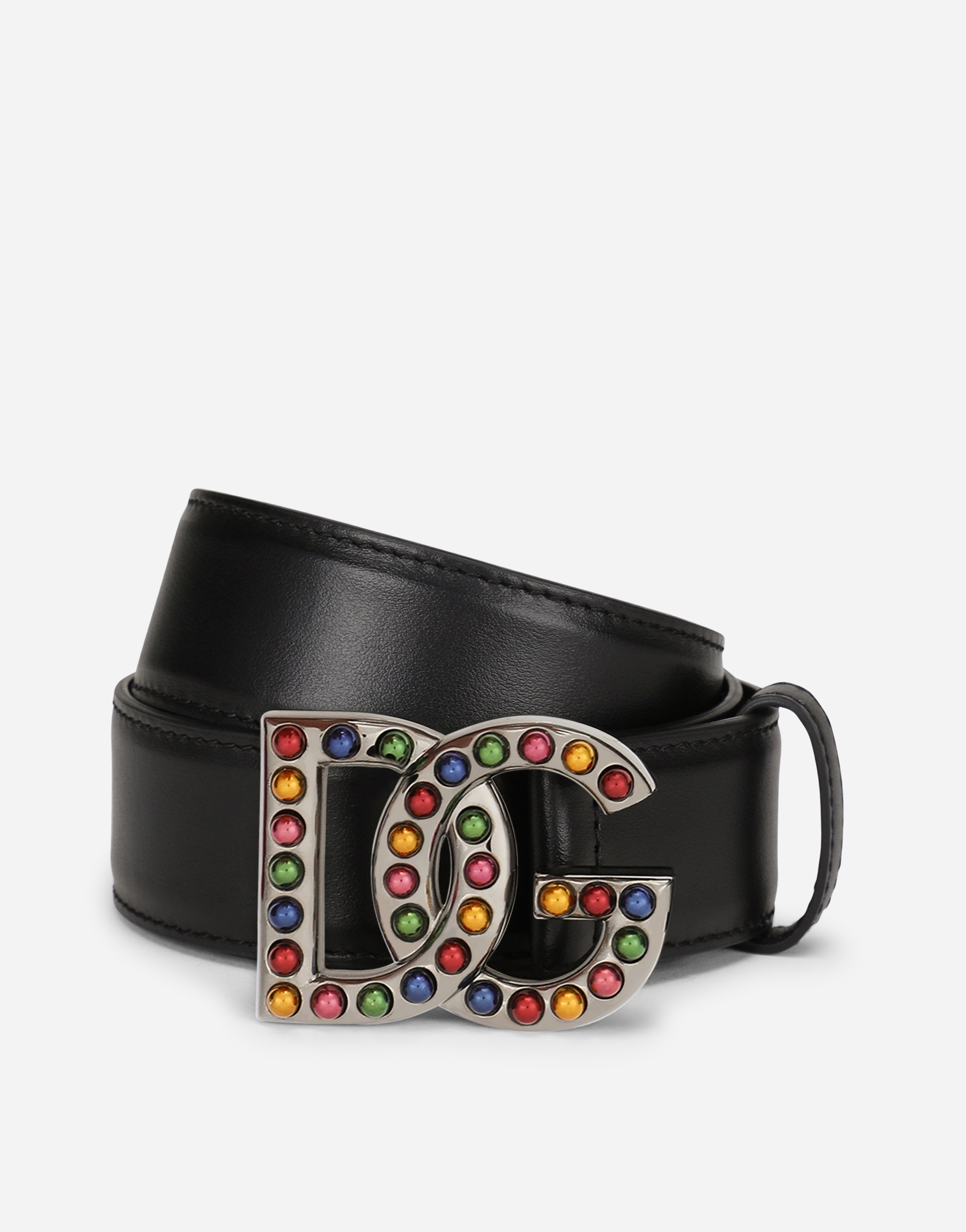 Belt with bejeweled buckle in Black