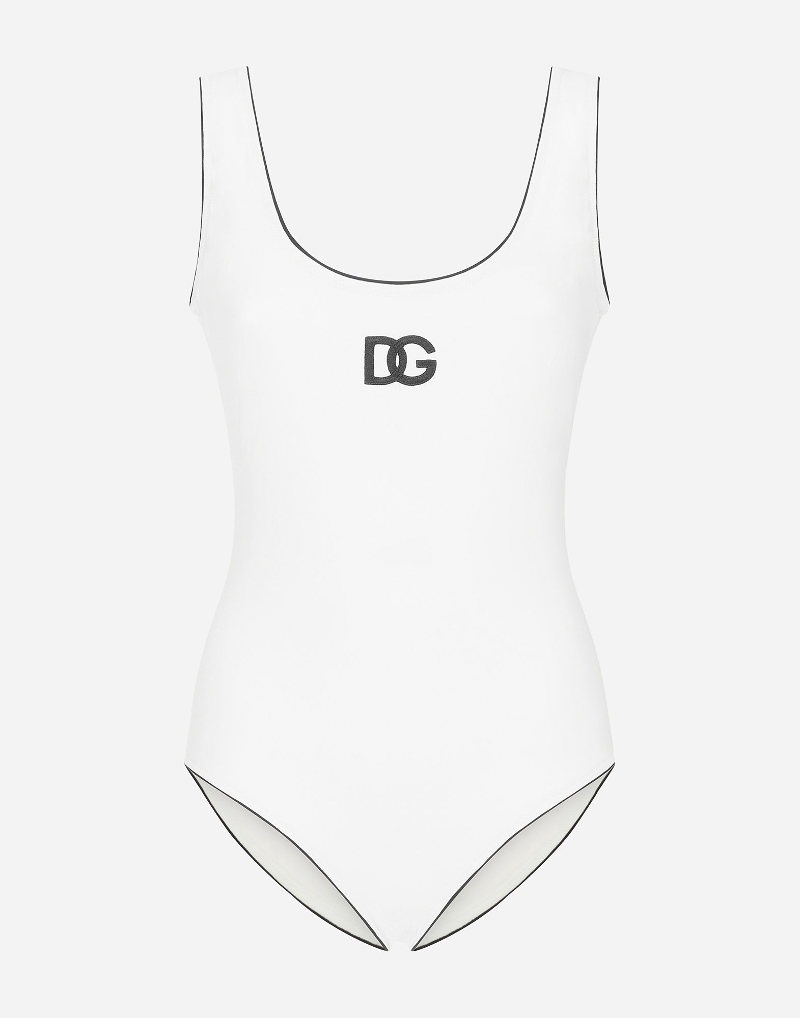 Olympic one-piece swimsuit with logo in White/Black