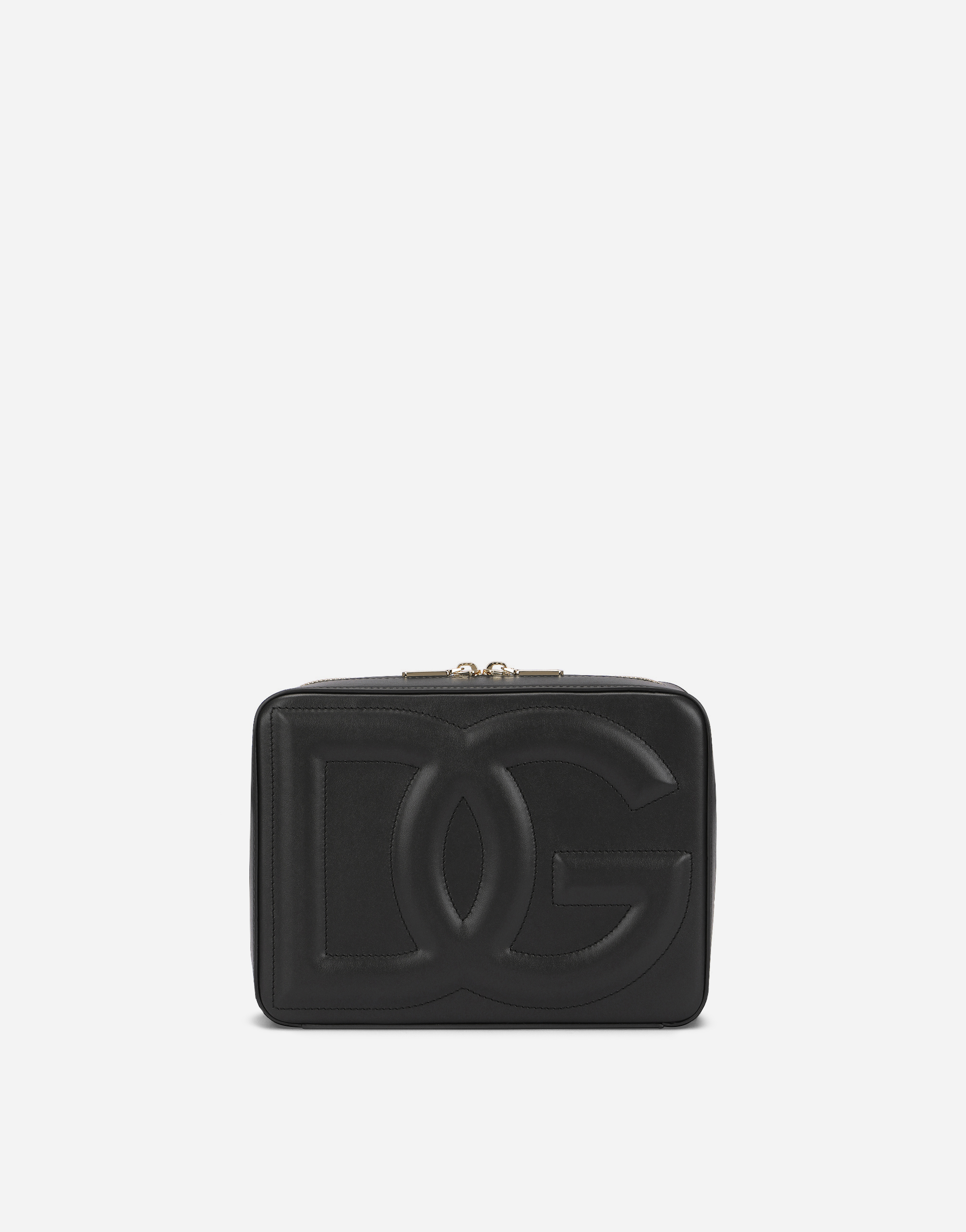 Medium calfskin camera bag with DG Logo in Black