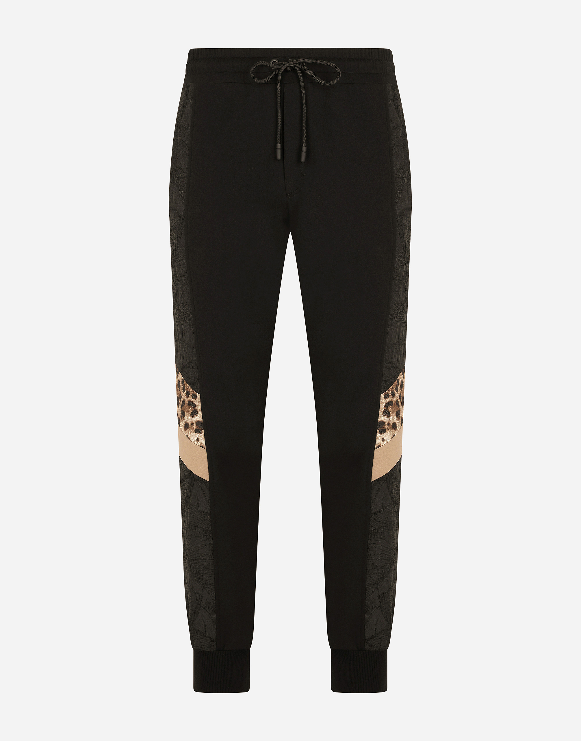 DOLCE & GABBANA MIXED-FABRIC JOGGING PANTS WITH PATCH