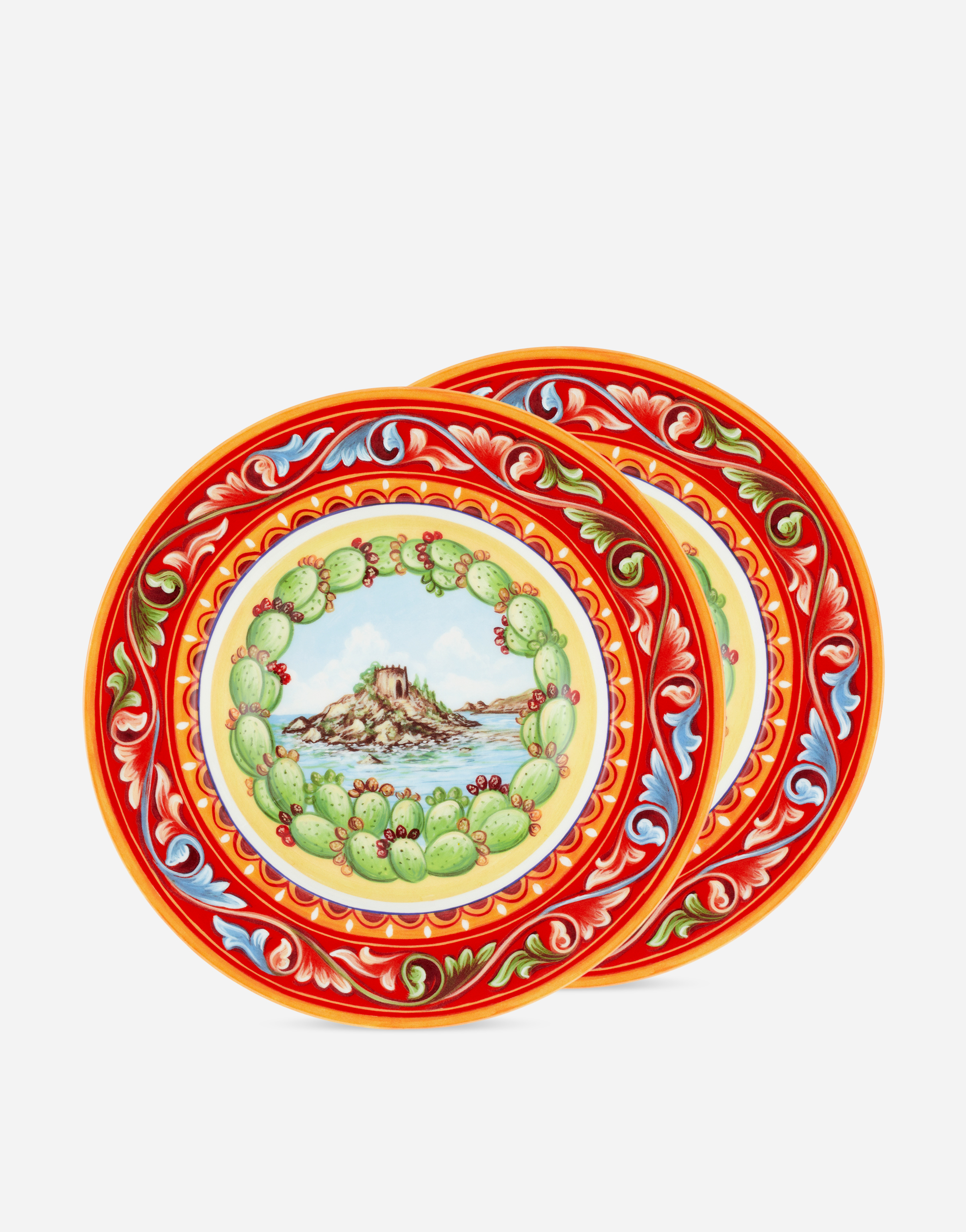Set 2 Soup Plates in Fine Porcelain in Multicolor