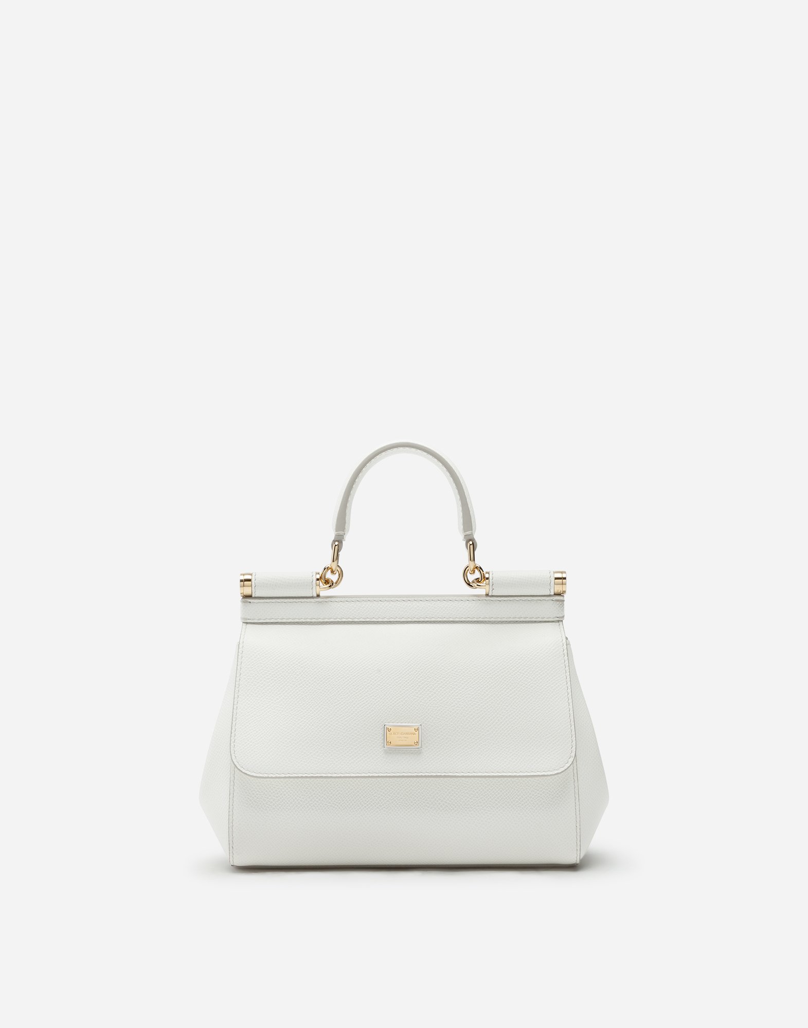 Small dauphine leather Sicily bag in White