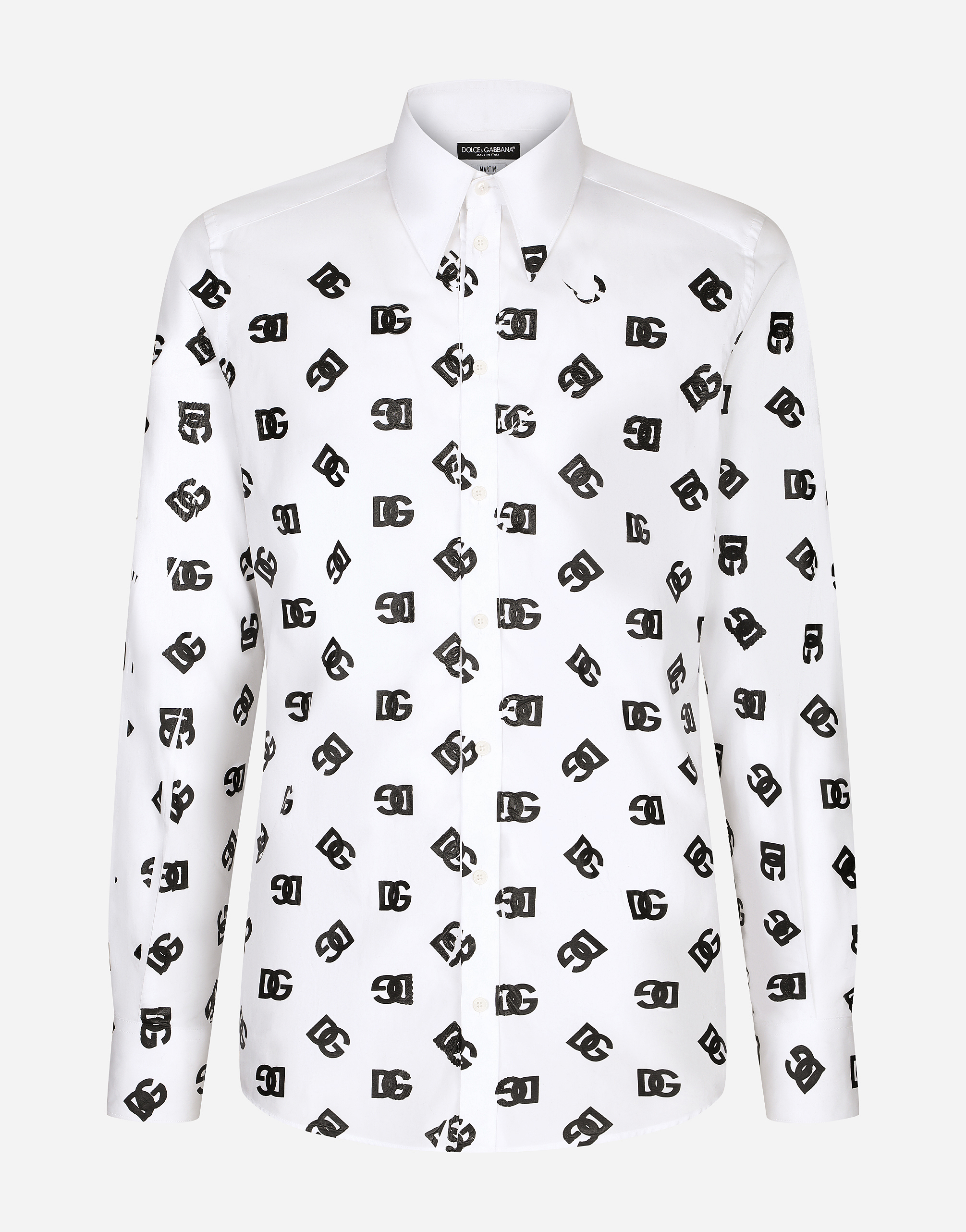 Cotton Martini-fit shirt with DG logo print in White