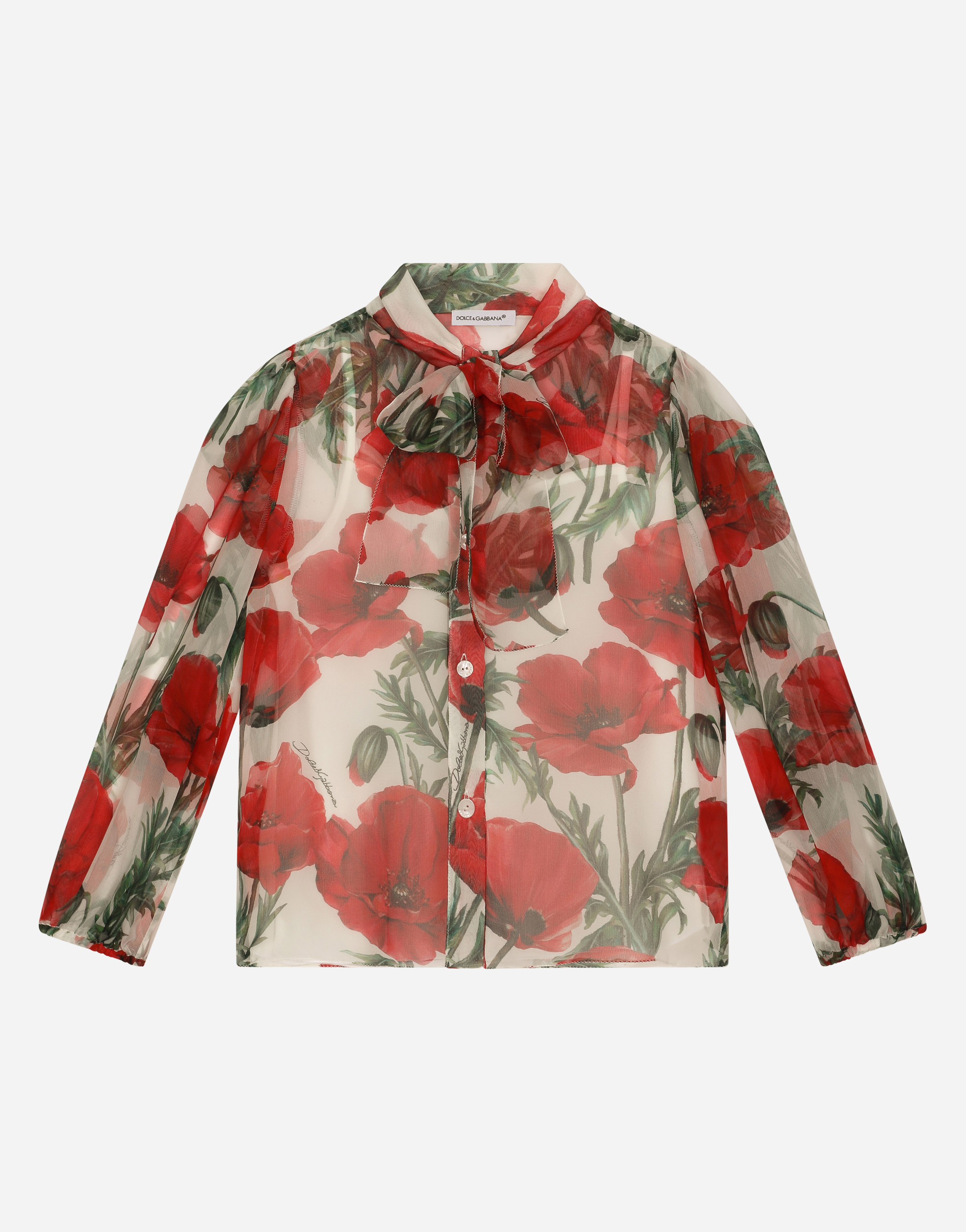 Poppy-print chiffon shirt in Multicolor