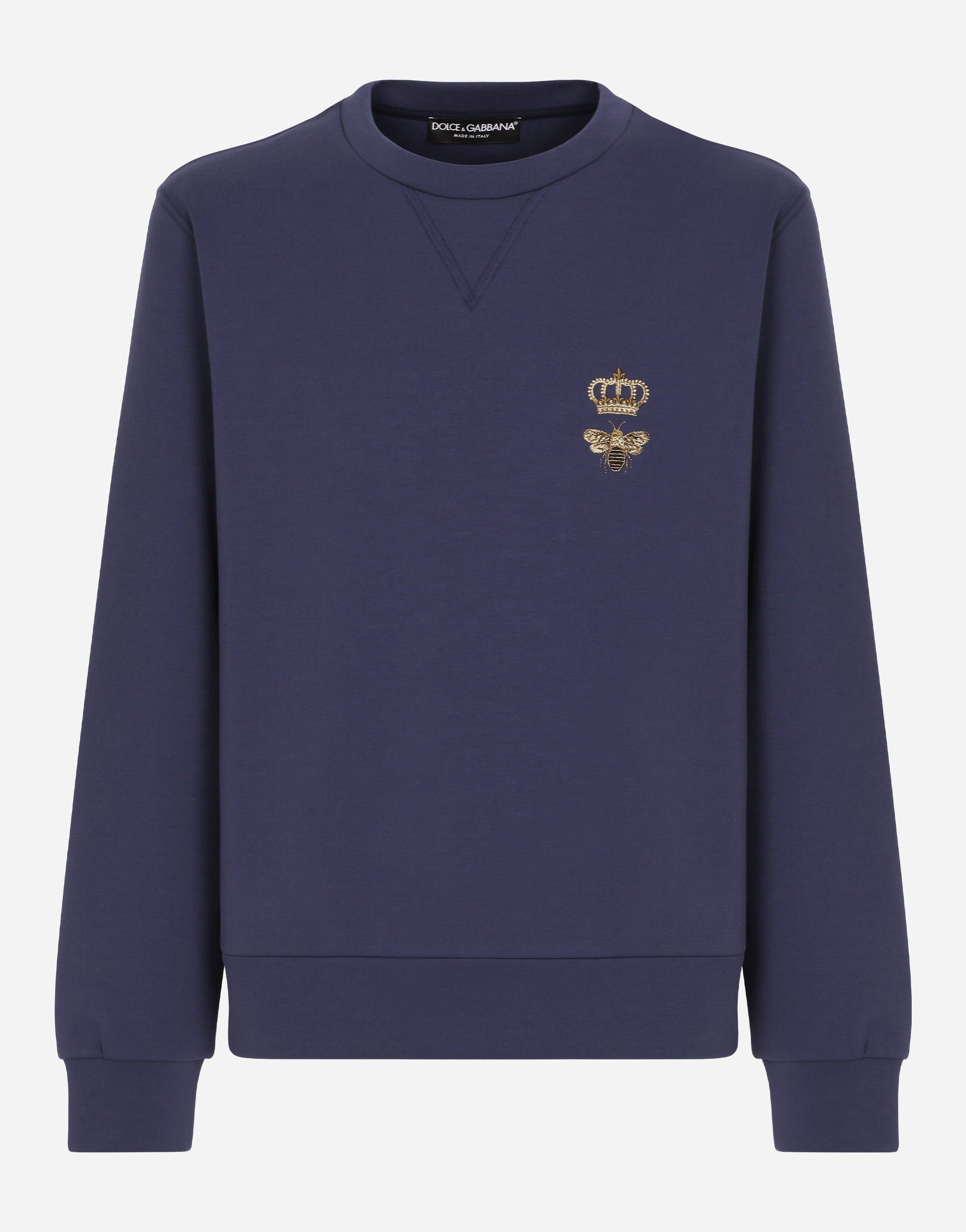 Cotton jersey sweatshirt with embroidery in Blue