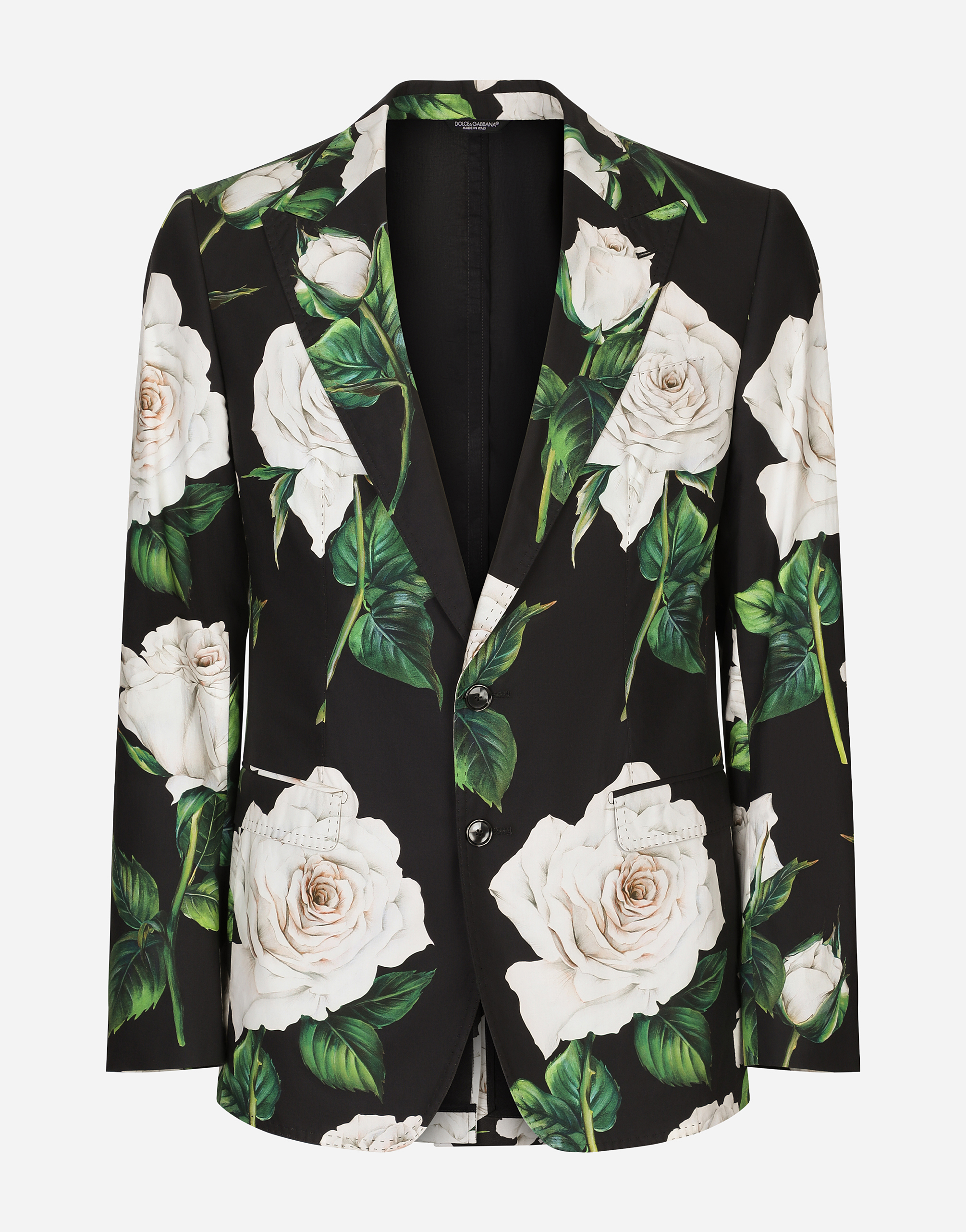 Rose-print cotton Taormina-fit suit in Multicolor