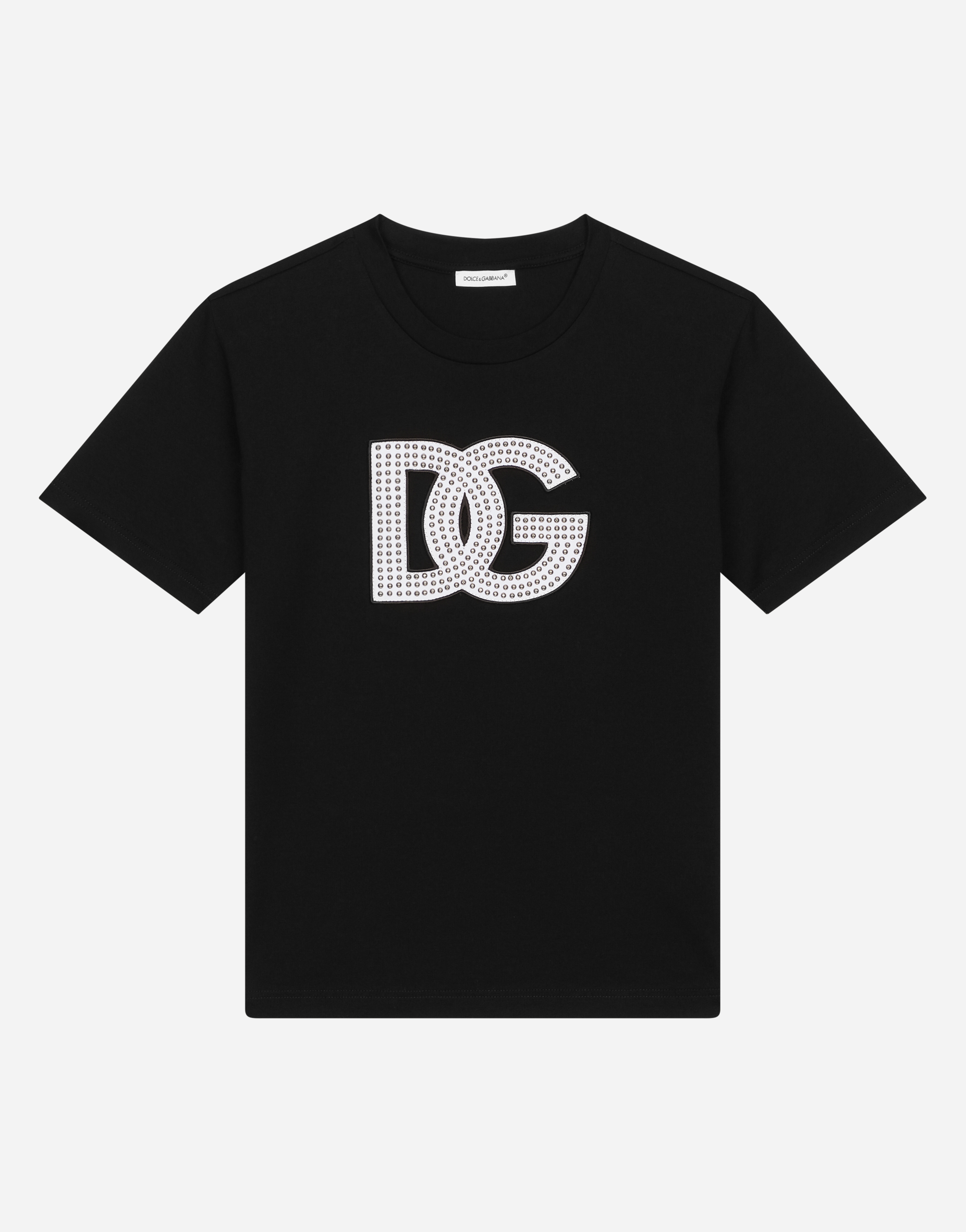 Jersey T-shirt with DG logo patch in Black