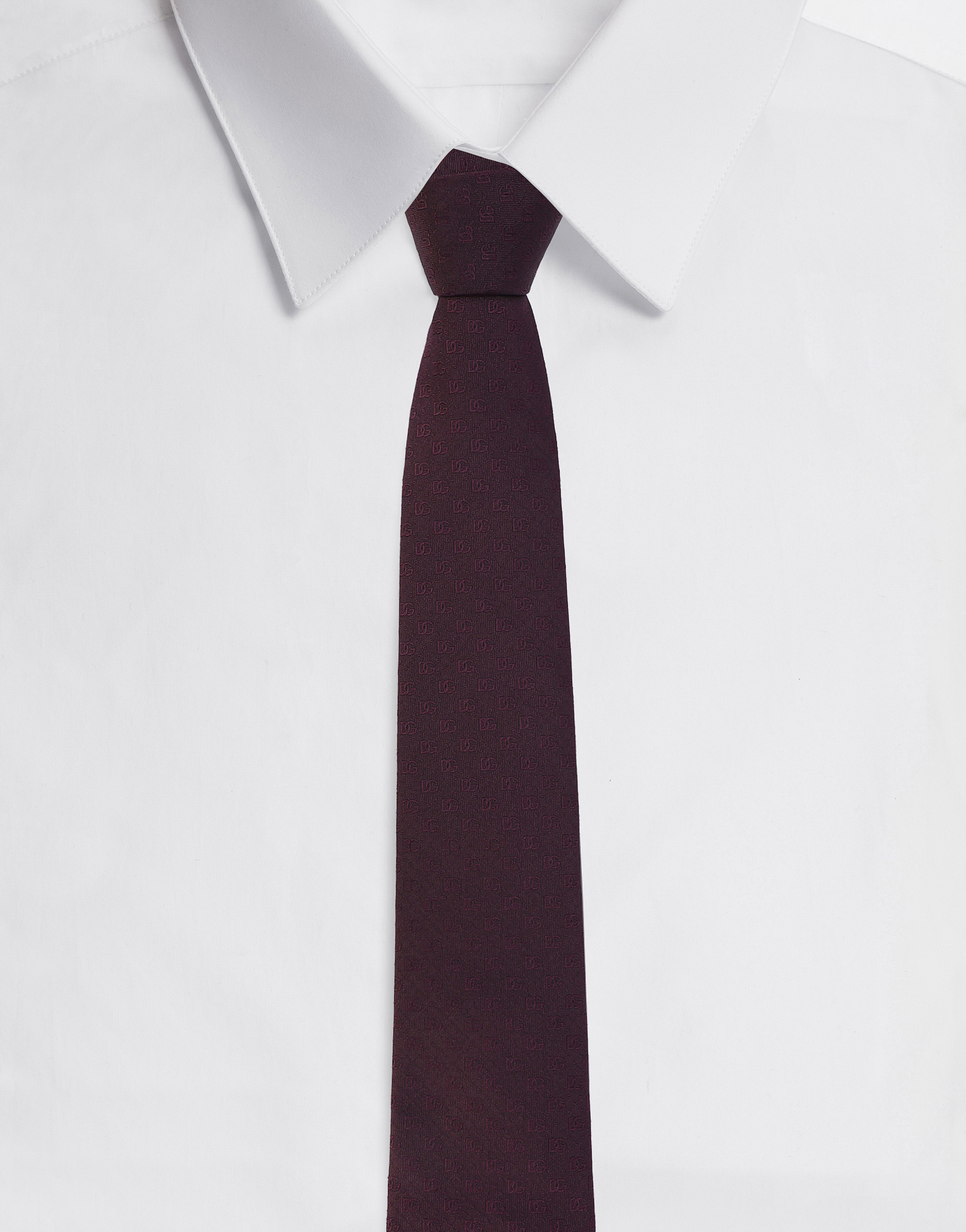 8-cm silk jacquard blade tie with DG logo in Purple