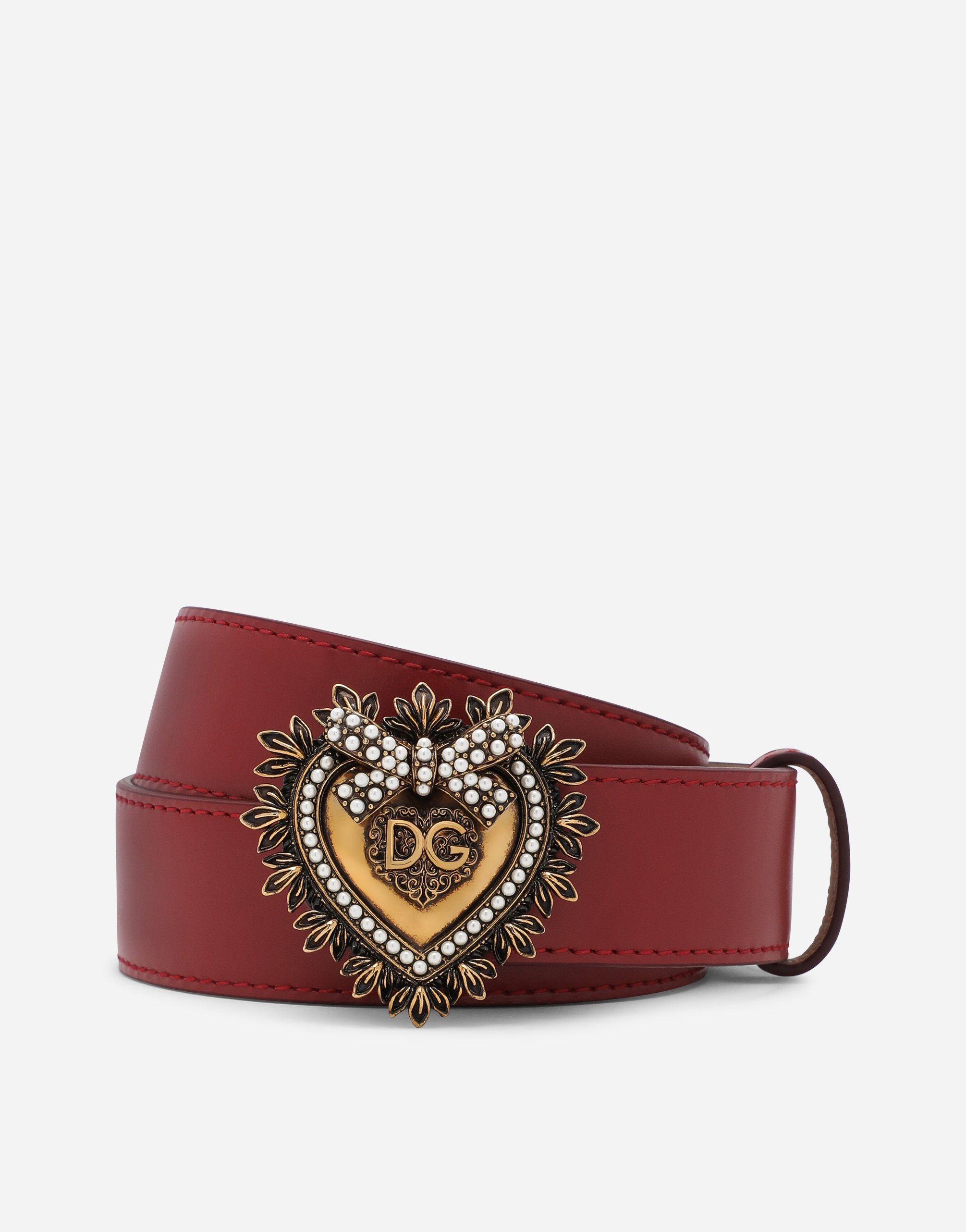 Luxury leather Devotion belt in Red