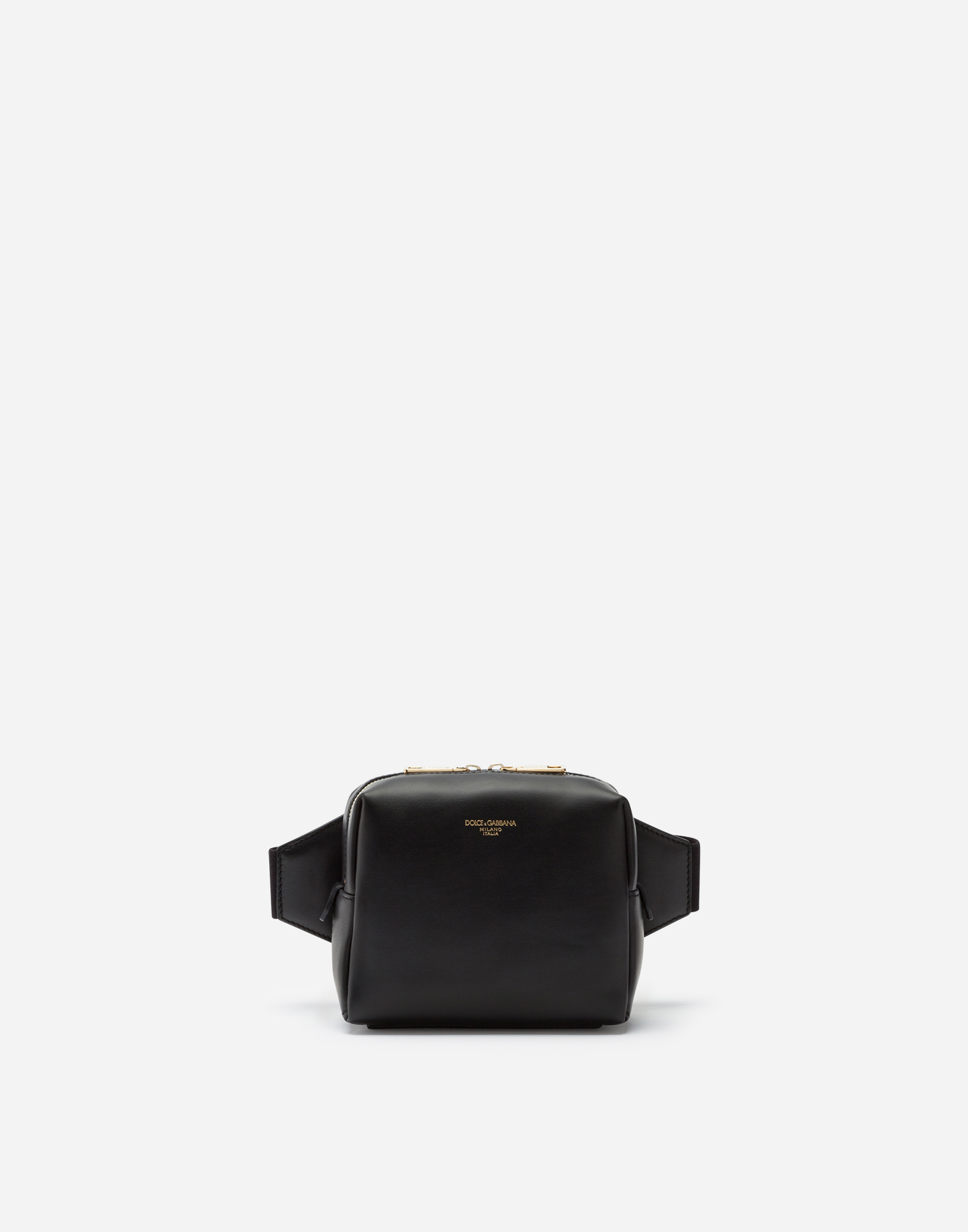 Small Monreale belt bag in calfskin with heat-stamped logo in Black