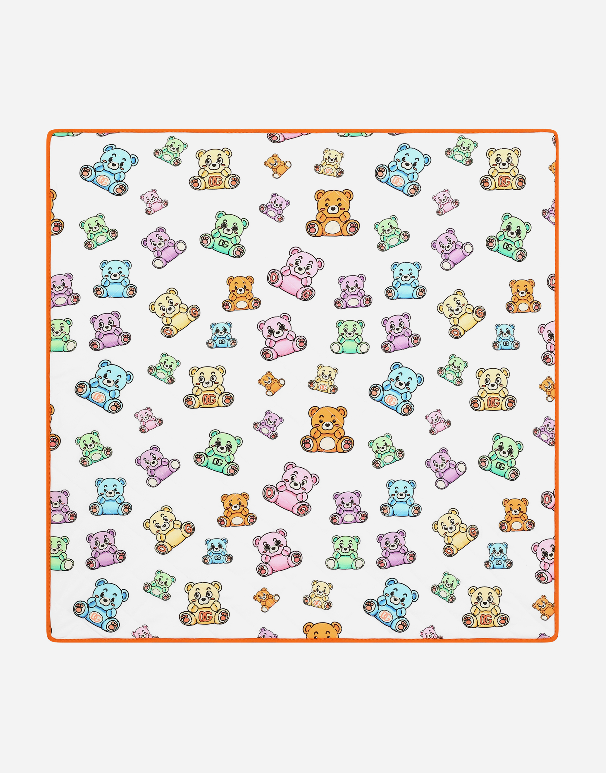 Jersey blanket with teddy-bear print in Multicolor