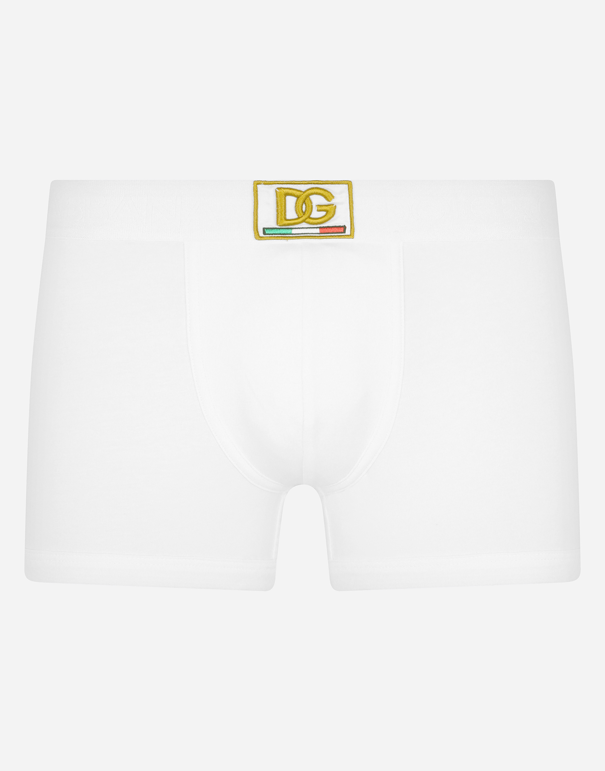 Two-way-stretch jersey boxers with DG patch in White